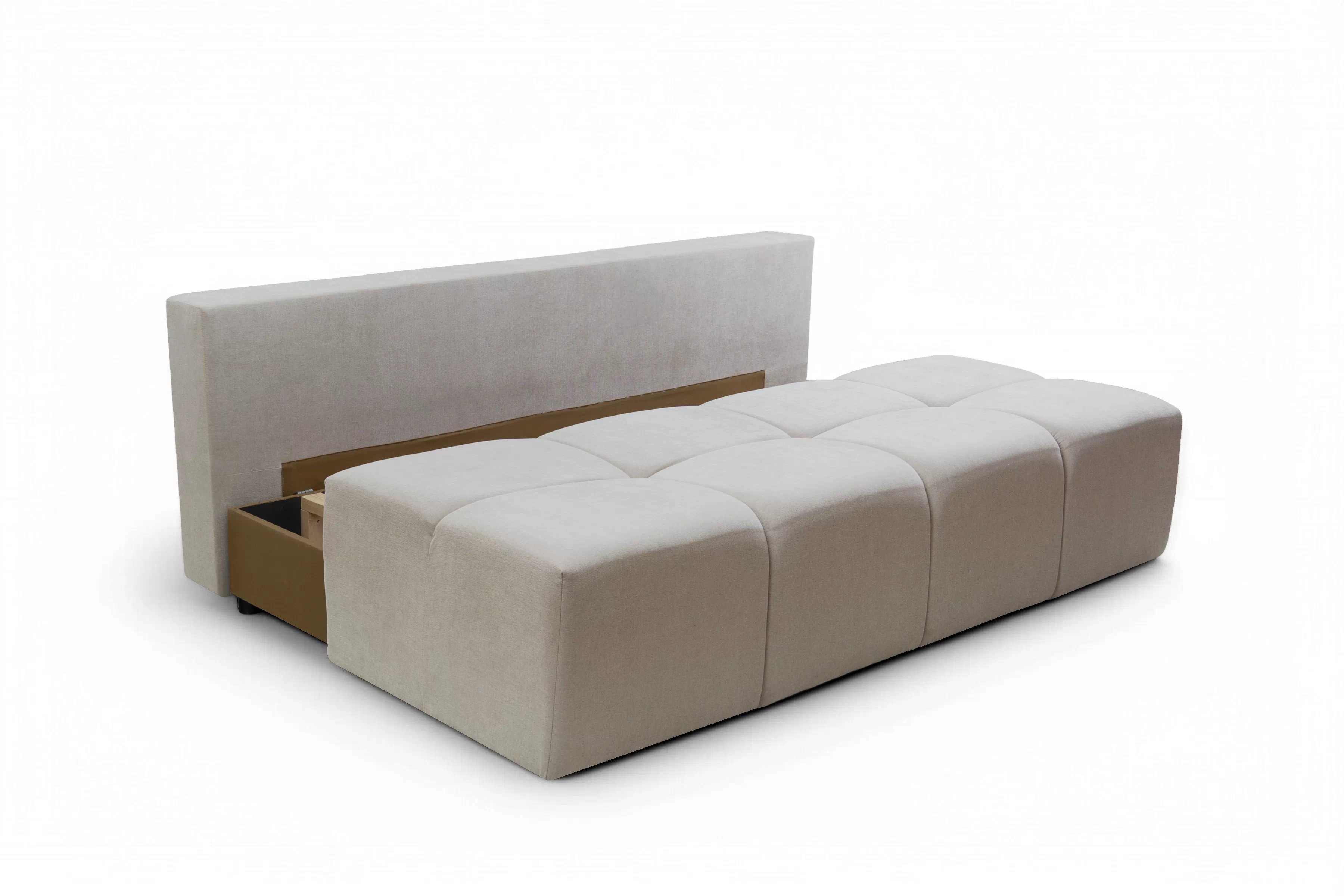 Rozkládací pohovka Natario s úložným prostorem - béžová látka Wind 05 Pohovka Natario rozkladana s úložným prostorem- béžová šenil Wind 5