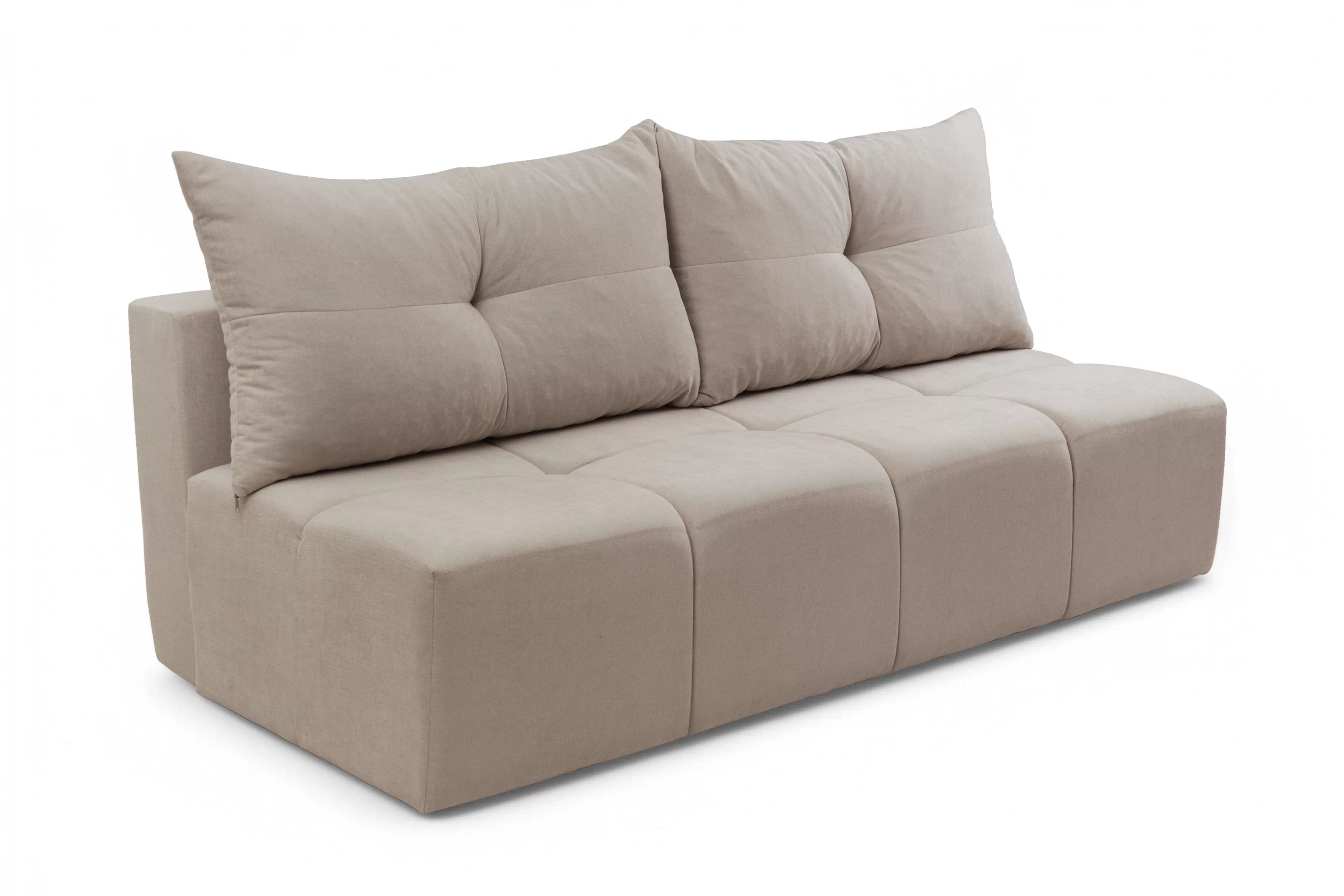 Rozkládací pohovka Natario s úložným prostorem - tmavě béžová látka Wind 11 Pohovka Natario rozkladana s úložným prostorem- tmavý béžová šenil Wind 11