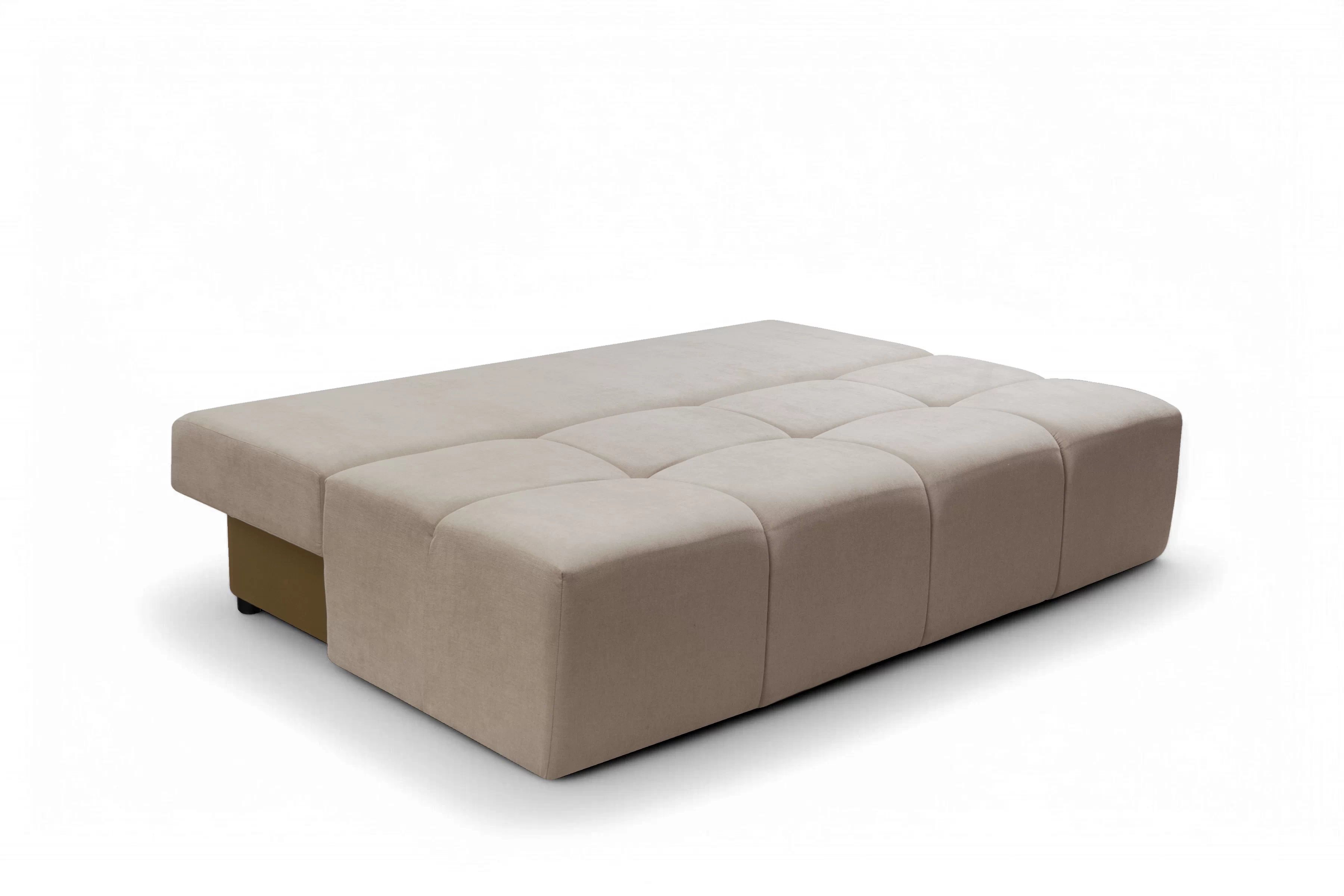 Rozkládací pohovka Natario s úložným prostorem - tmavě béžová látka Wind 11 Pohovka Natario rozkladana s úložným prostorem- tmavý béžová šenil Wind 11