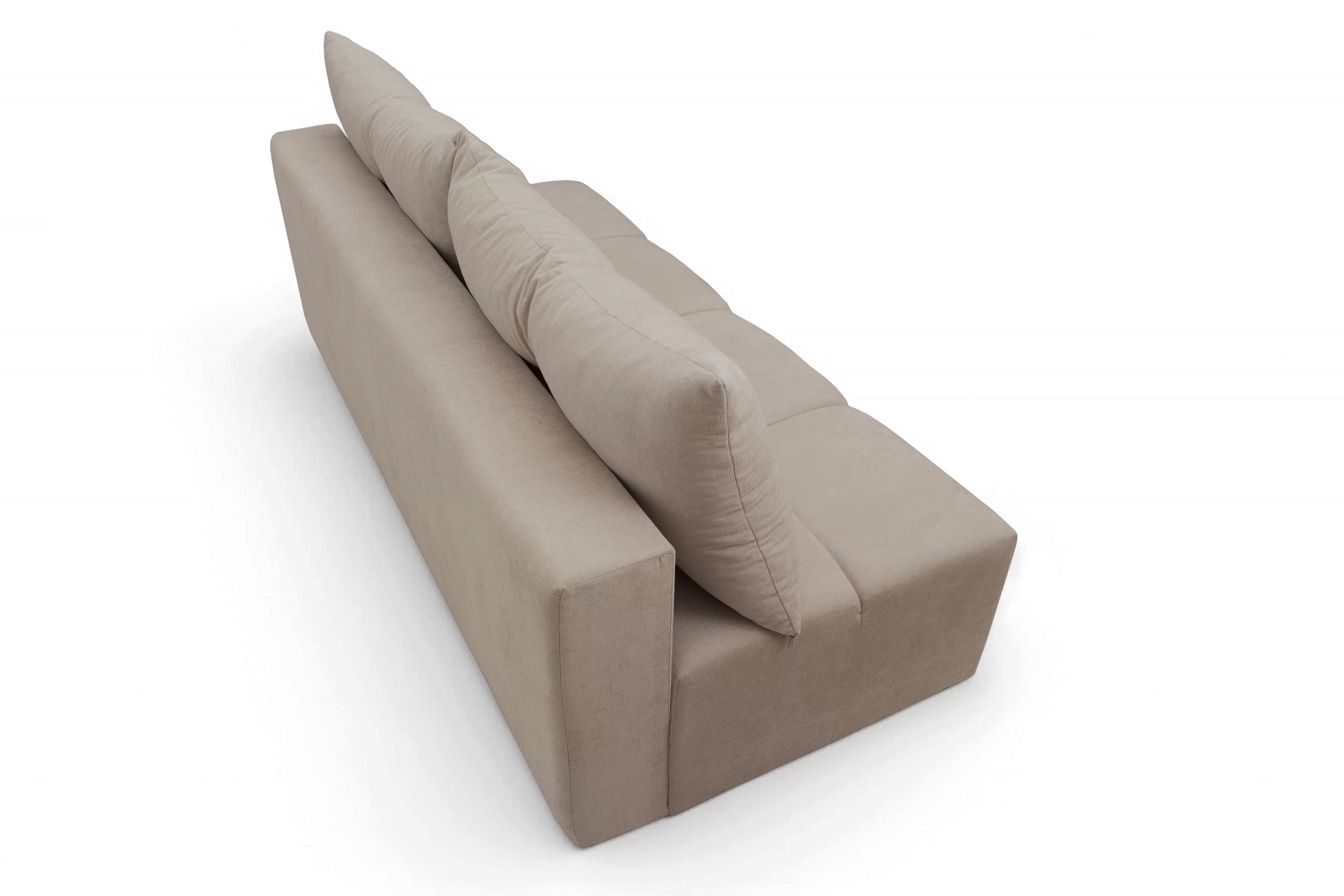 Rozkládací pohovka Natario s úložným prostorem - tmavě béžová látka Wind 11 Pohovka Natario rozkladana s úložným prostorem- tmavý béžová šenil Wind 11