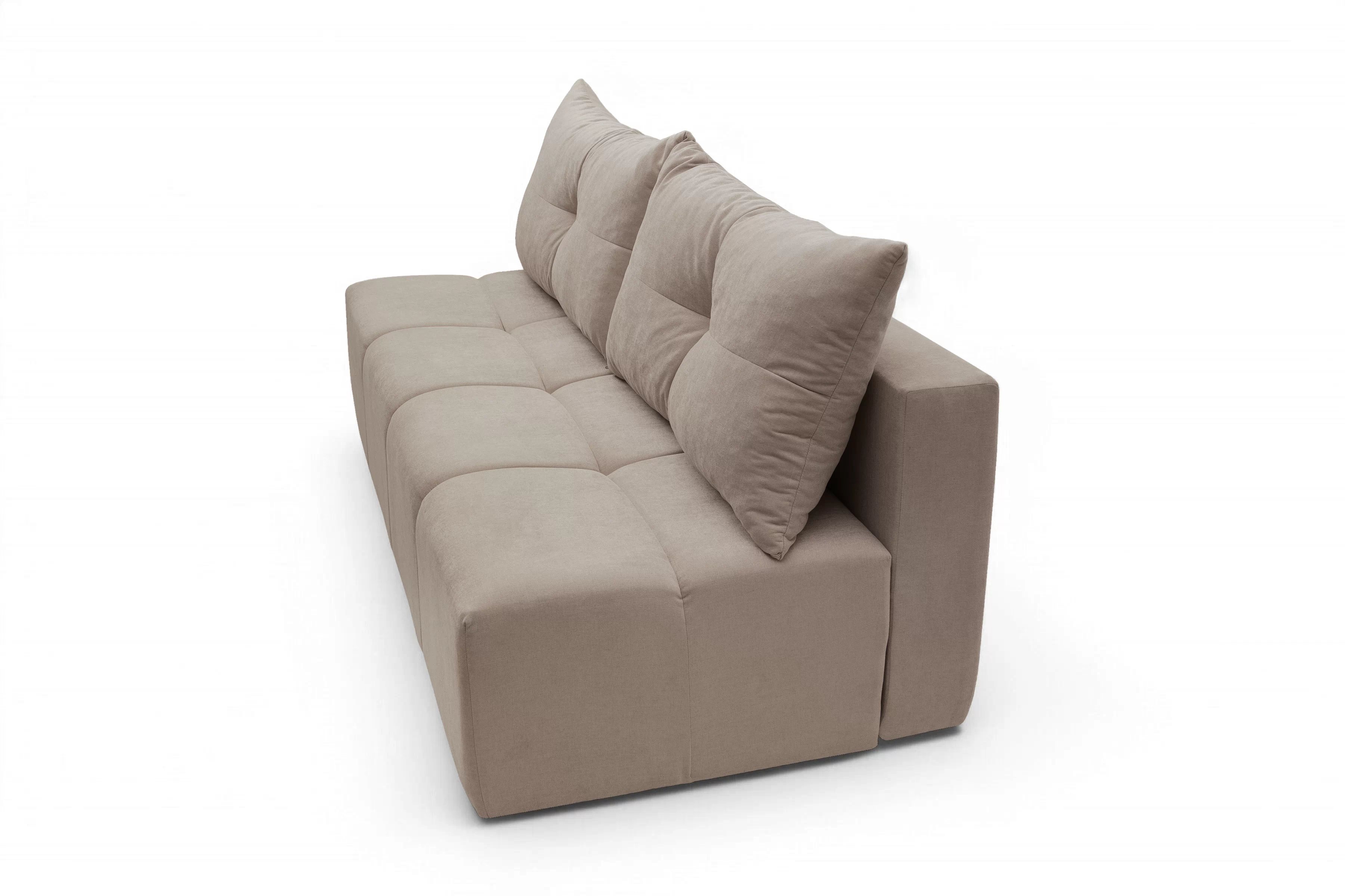 Rozkládací pohovka Natario s úložným prostorem - tmavě béžová látka Wind 11 Pohovka Natario rozkladana s úložným prostorem- tmavý béžová šenil Wind 11