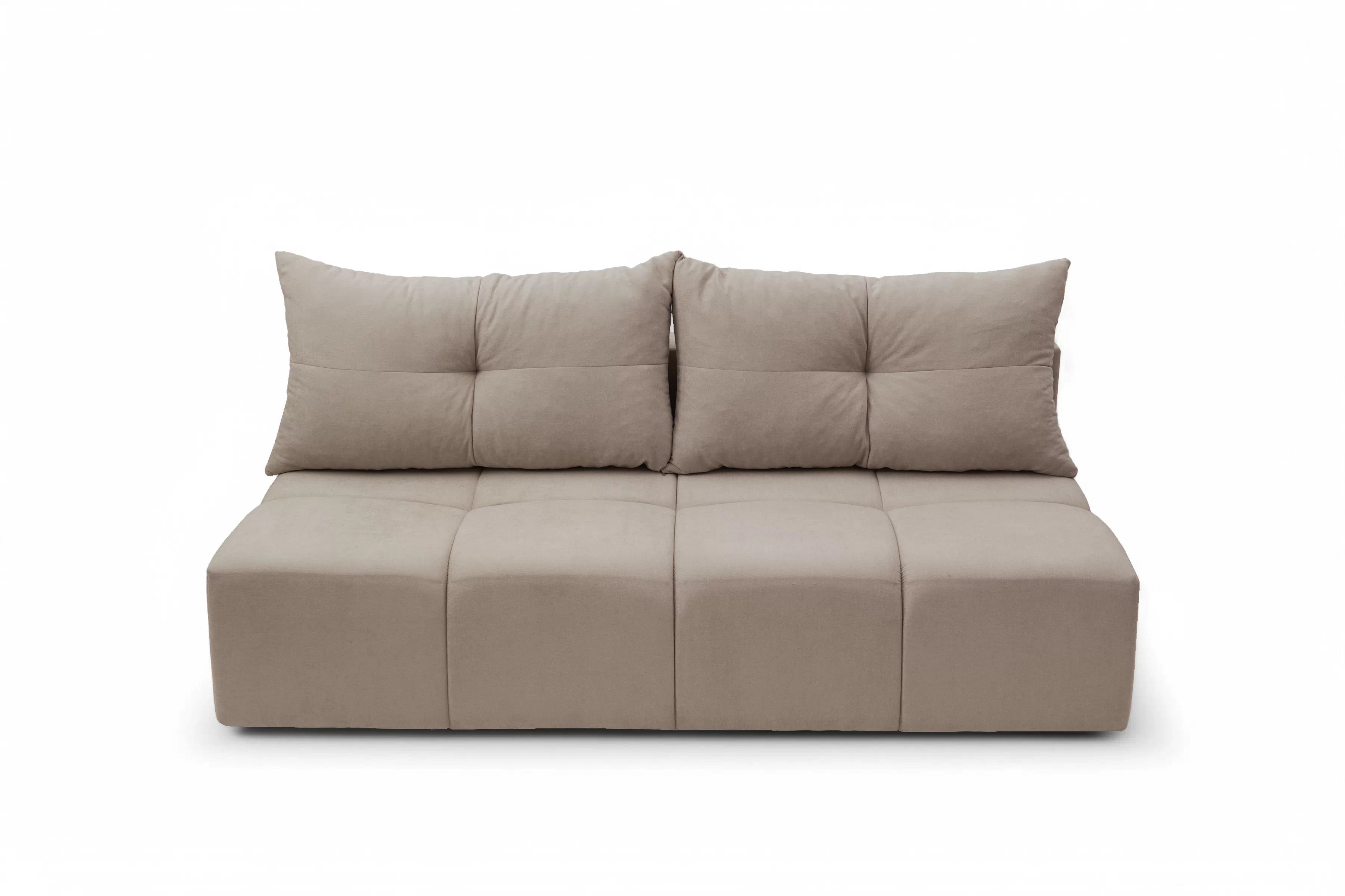 Rozkládací pohovka Natario s úložným prostorem - tmavě béžová látka Wind 11 Pohovka Natario rozkladana s úložným prostorem- tmavý béžová šenil Wind 11