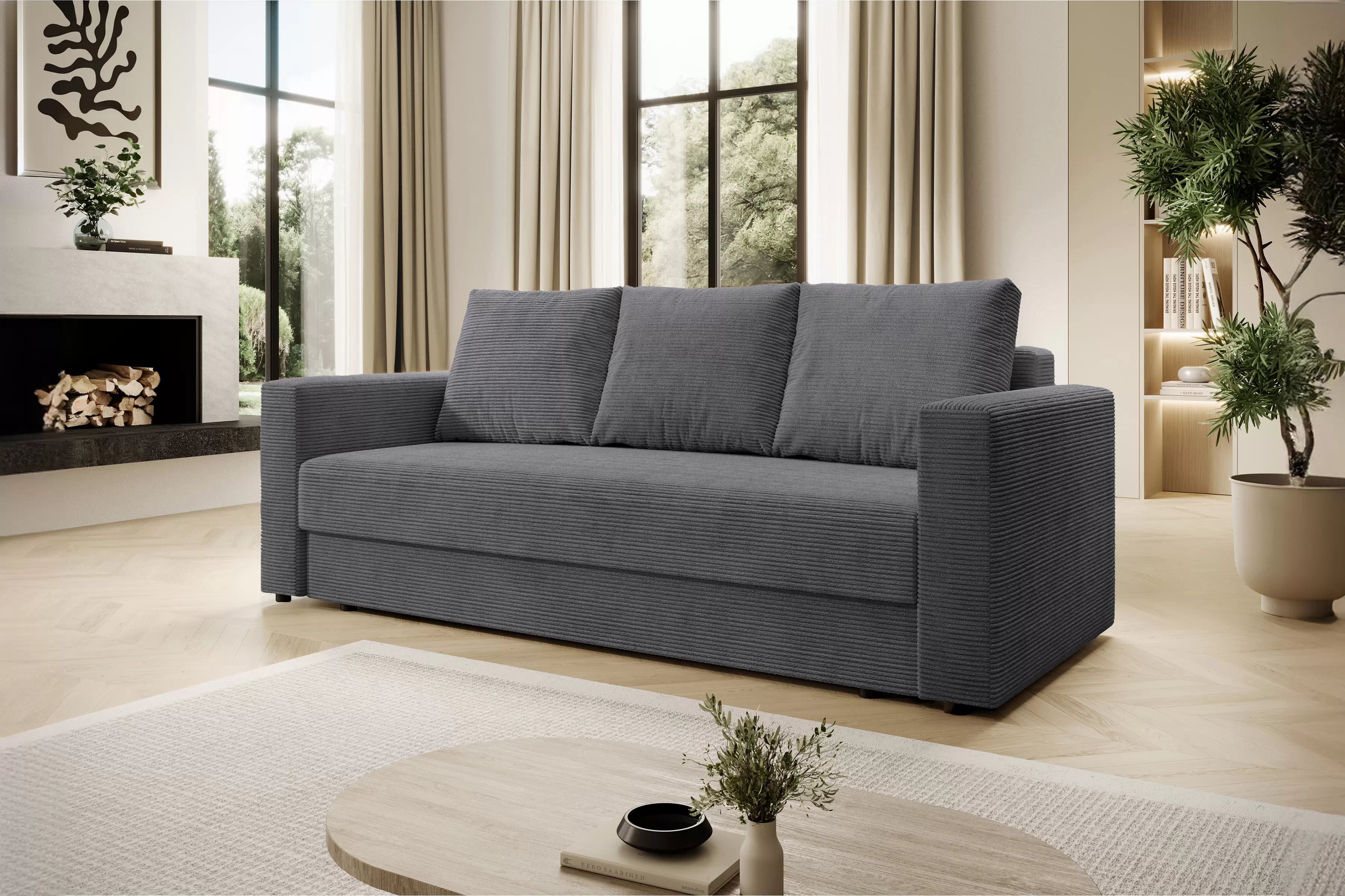 Rozkladacia pohovka Bizon - sivý menčester Lincoln 90 Pohovka rozkladana do obývacej izby Bizon - šedý MENČESTER Lincoln 90