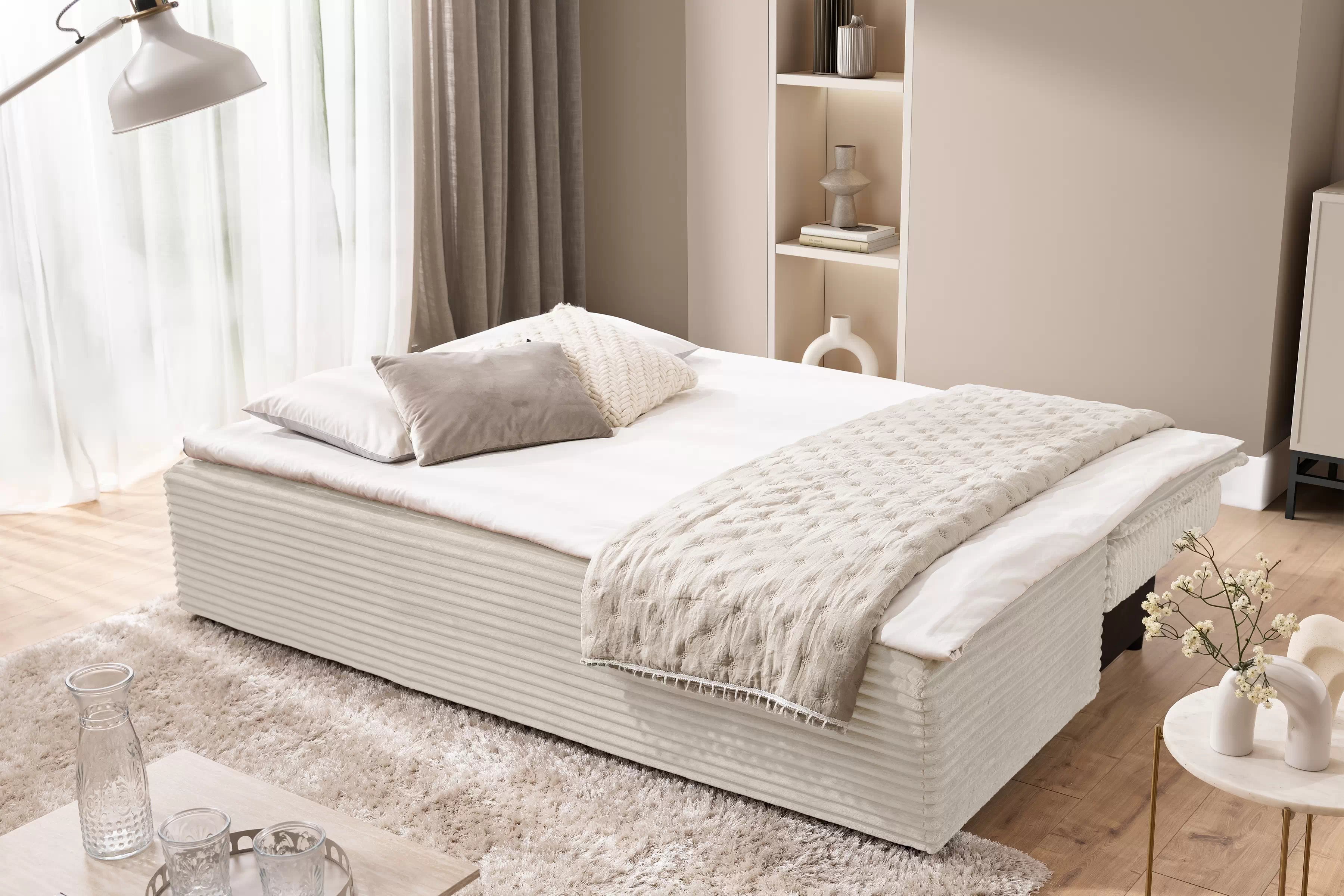 Pohovka rozkladana Firioza s úložným prostorem- béžová plusz Tilia 03 Pohovka rozkladana Firioza s úložným prostorem- ecru plusz Tilia 03