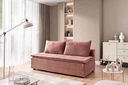 Rozkládací pohovka Firioza s úložným prostorem – růžový plyš Tilia 62 Pohovka rozkladana Firioza s úložným prostorem- Růžová plusz Tilia 62