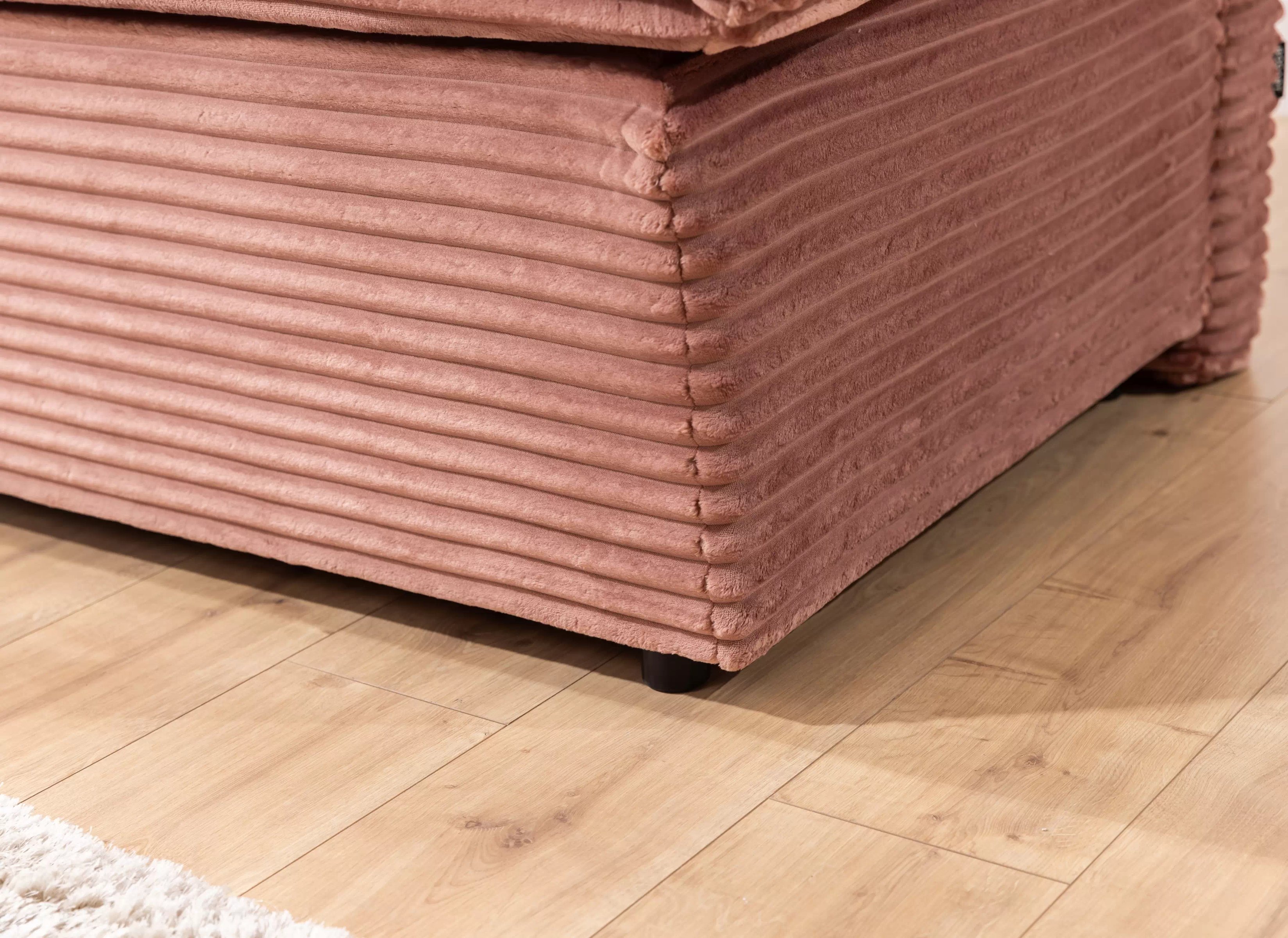 Rozkladacia pohovka Firioza – ružový plyš Tilia 62 Pohovka rozkladana Firioza S vnútorným úložným priestorom- Ružová plusz Tilia 62