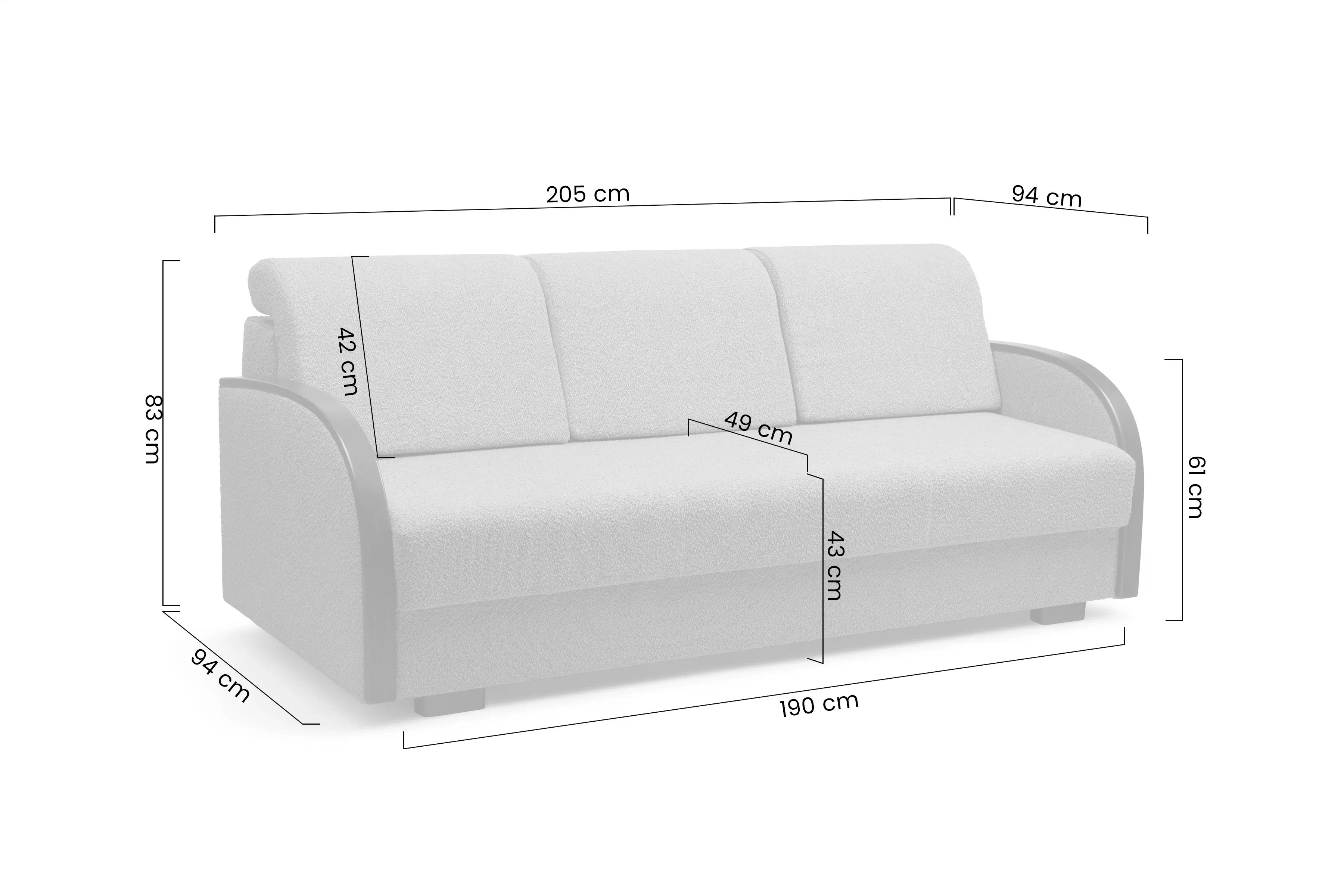 Rozkladacia pohovka Reza  Pohovka rozkladana trojmiestna Reza 