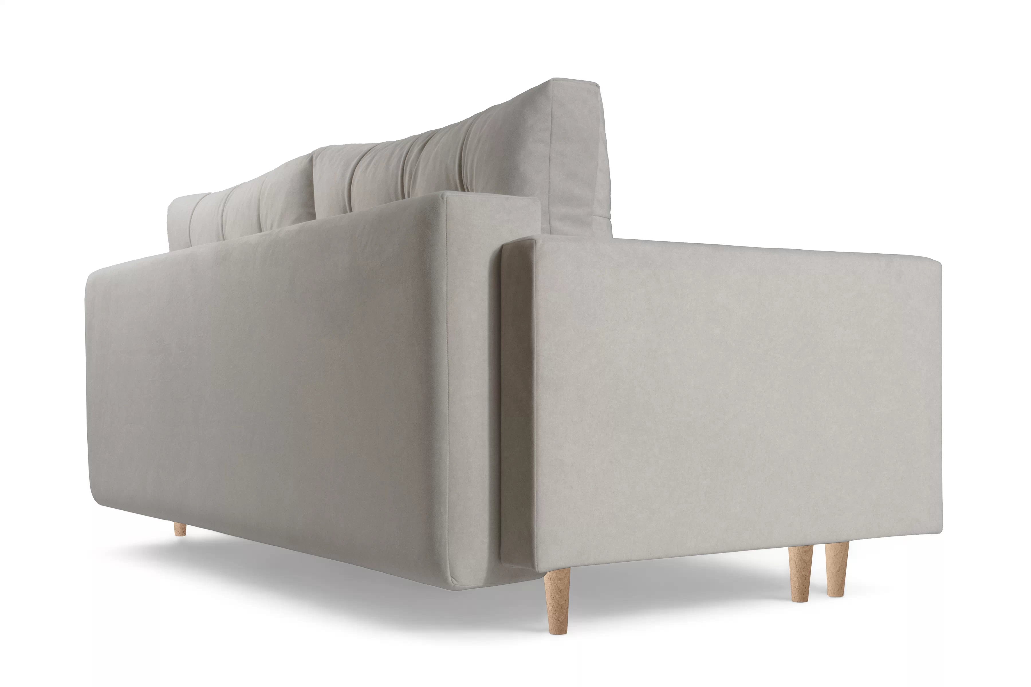 Rozkladacia trojpohovka Romano - béžový zamat Cloud 03 / buk Pohovka rozkladana trojmiestna Romano - béžový welwet Cloud 03 / nožičky buk