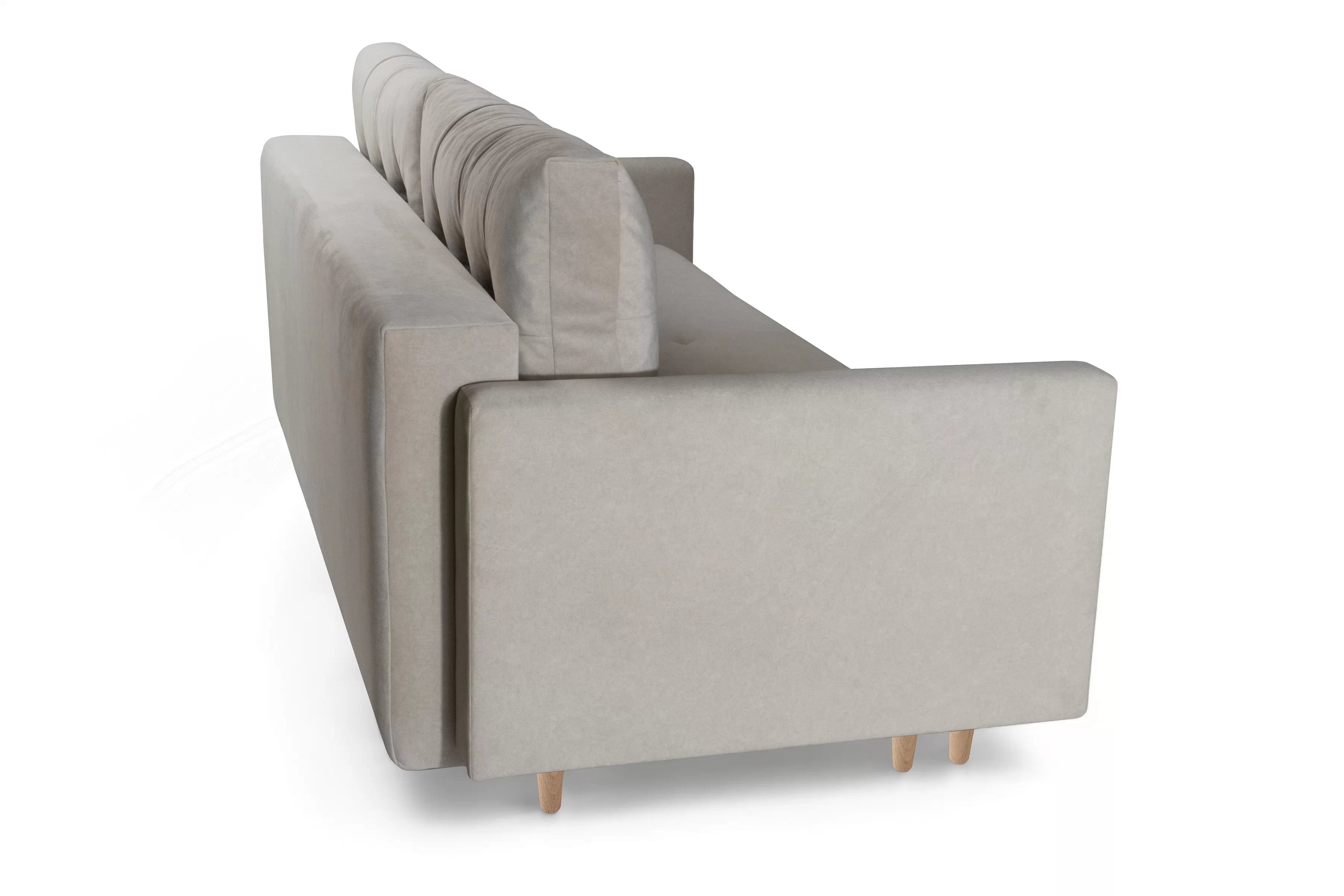 Rozkladacia trojpohovka Romano - béžový zamat Cloud 03 / buk Pohovka rozkladana trojmiestna Romano - béžový welwet Cloud 03 / nožičky buk