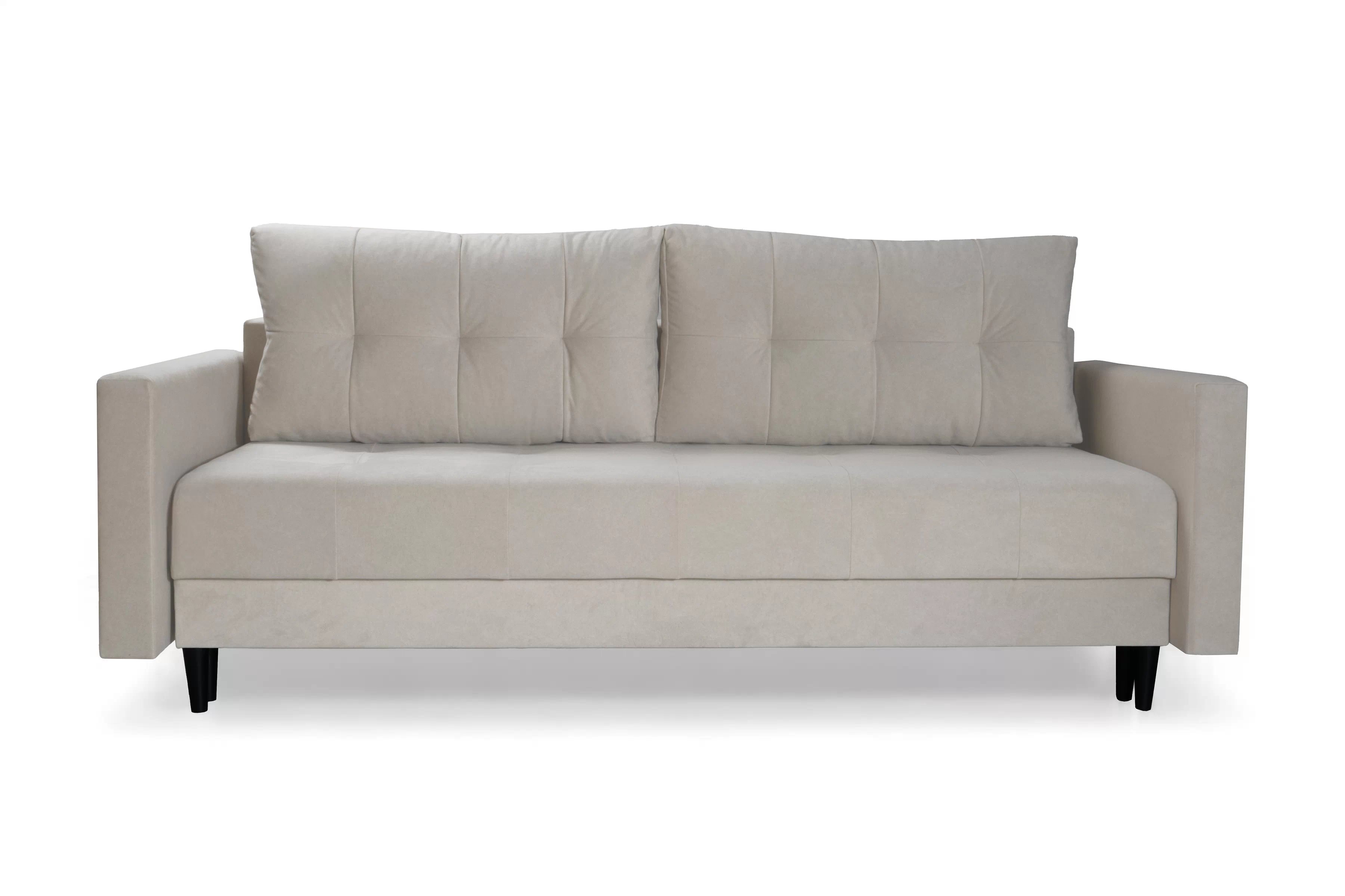 Rozkladacia trojpohovka Romano - béžový zamat Cloud 03 / čierna Pohovka rozkladana trojmiestna Romano - béžový welwet Cloud 03 / nožičky čierny