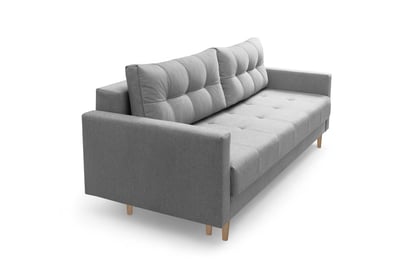 Trojmiestna rozkladacia pohovka Romano – sivá pletená látka Gemma 86 / bukové nožičky Pohovka rozkladana trojmiestna Romano - šedá plecionka Gemma 86 / buk