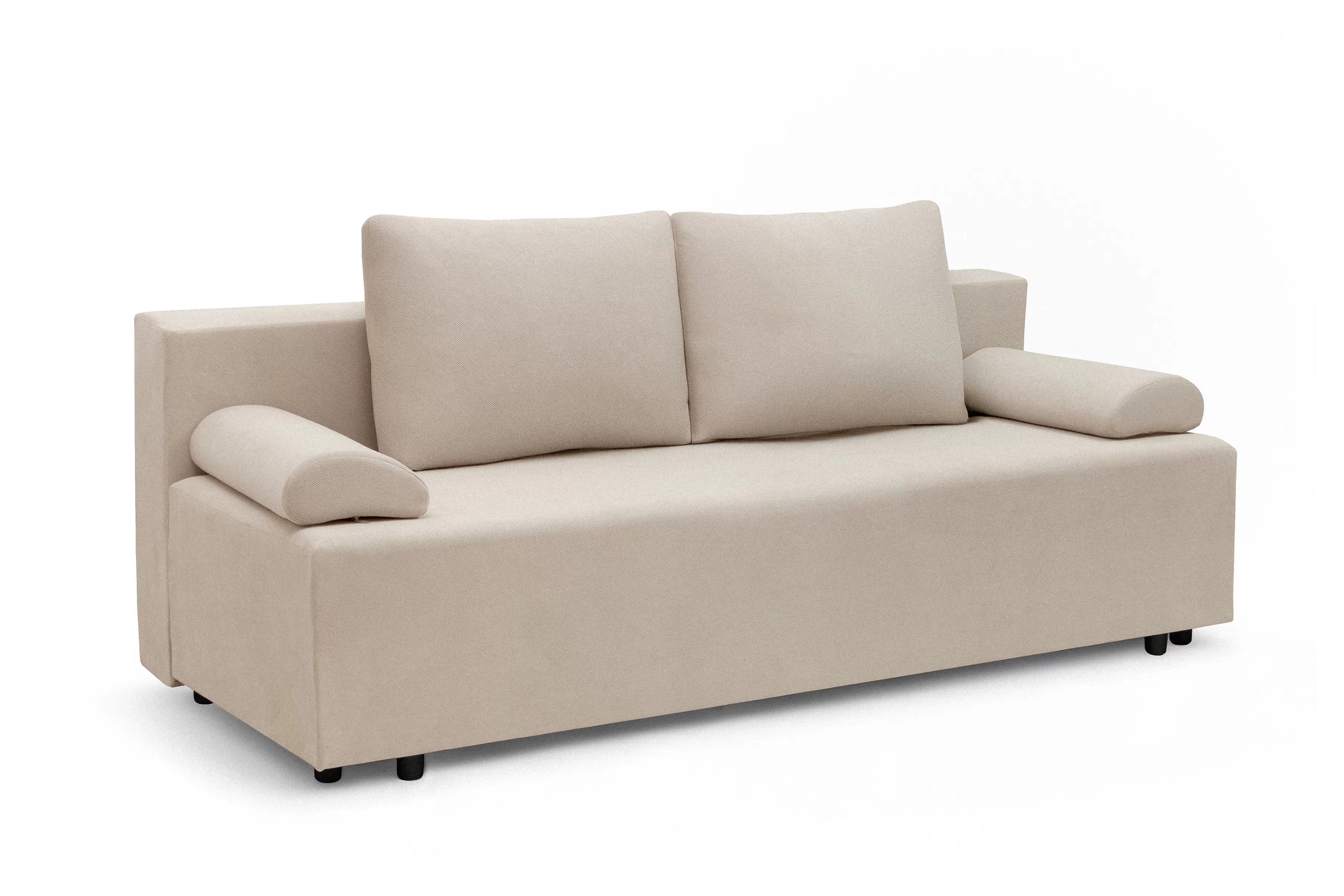 Rozkládací pohovka Morena s úložným prostorem - béžový hydrofobní samet Pretty 03 Pohovka rozkladana s úložným prostorem Morena - béžová plusz hydrofobní  Pretty 03