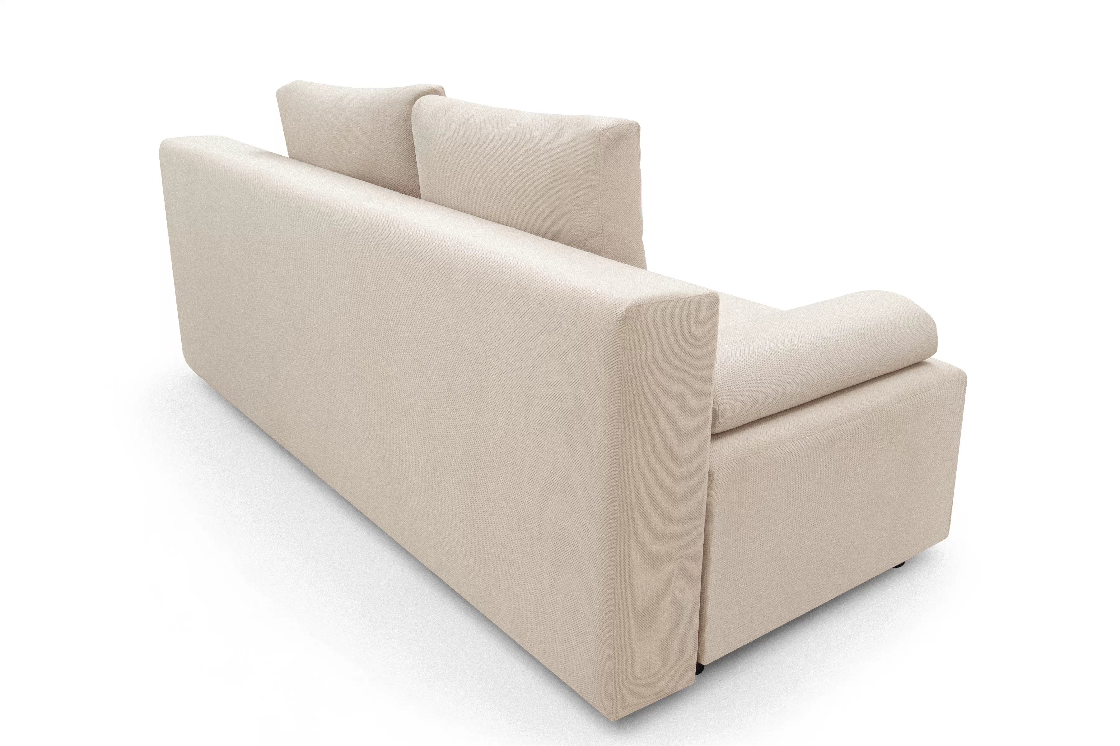 Rozkládací pohovka Morena s úložným prostorem - béžový hydrofobní samet Pretty 03 Pohovka rozkladana s úložným prostorem Morena - béžová plusz hydrofobní  Pretty 03