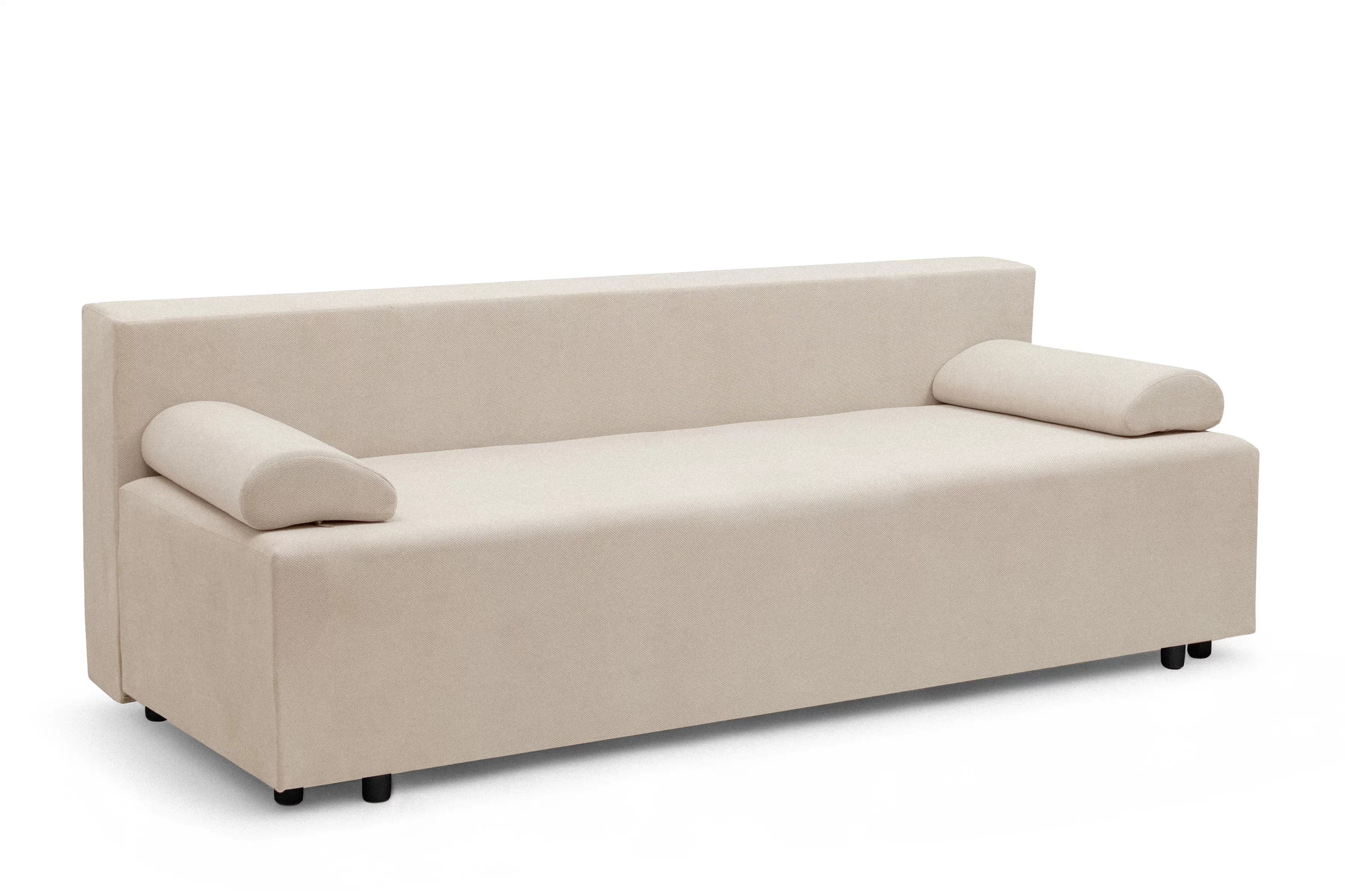 Rozkládací pohovka Morena s úložným prostorem - béžový hydrofobní samet Pretty 03 Pohovka rozkladana s úložným prostorem Morena - béžová plusz hydrofobní  Pretty 03