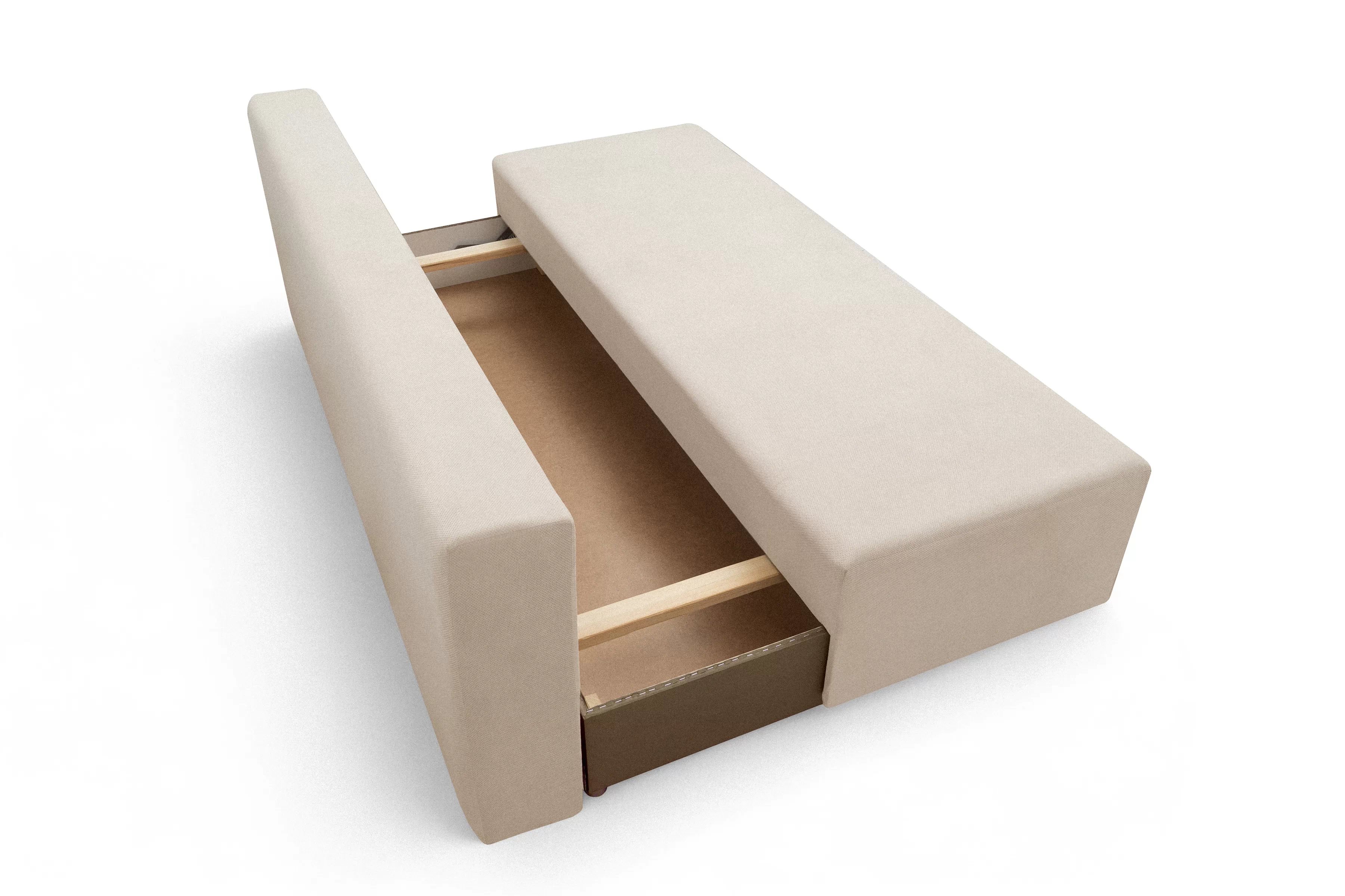 Rozkládací pohovka Morena s úložným prostorem - béžový hydrofobní samet Pretty 03 Pohovka rozkladana s úložným prostorem Morena - béžová plusz hydrofobní  Pretty 03