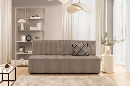 Rozkládací pohovka Solvero - tmavě béžový plyš Tilia 17 Pohovka Solvero rozkládací - tmavý béžová plusz Tilia 17