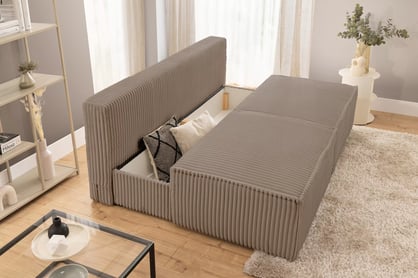 Rozkládací pohovka Solvero - tmavě béžový plyš Tilia 17 Pohovka Solvero rozkládací - tmavý béžová plusz Tilia 17