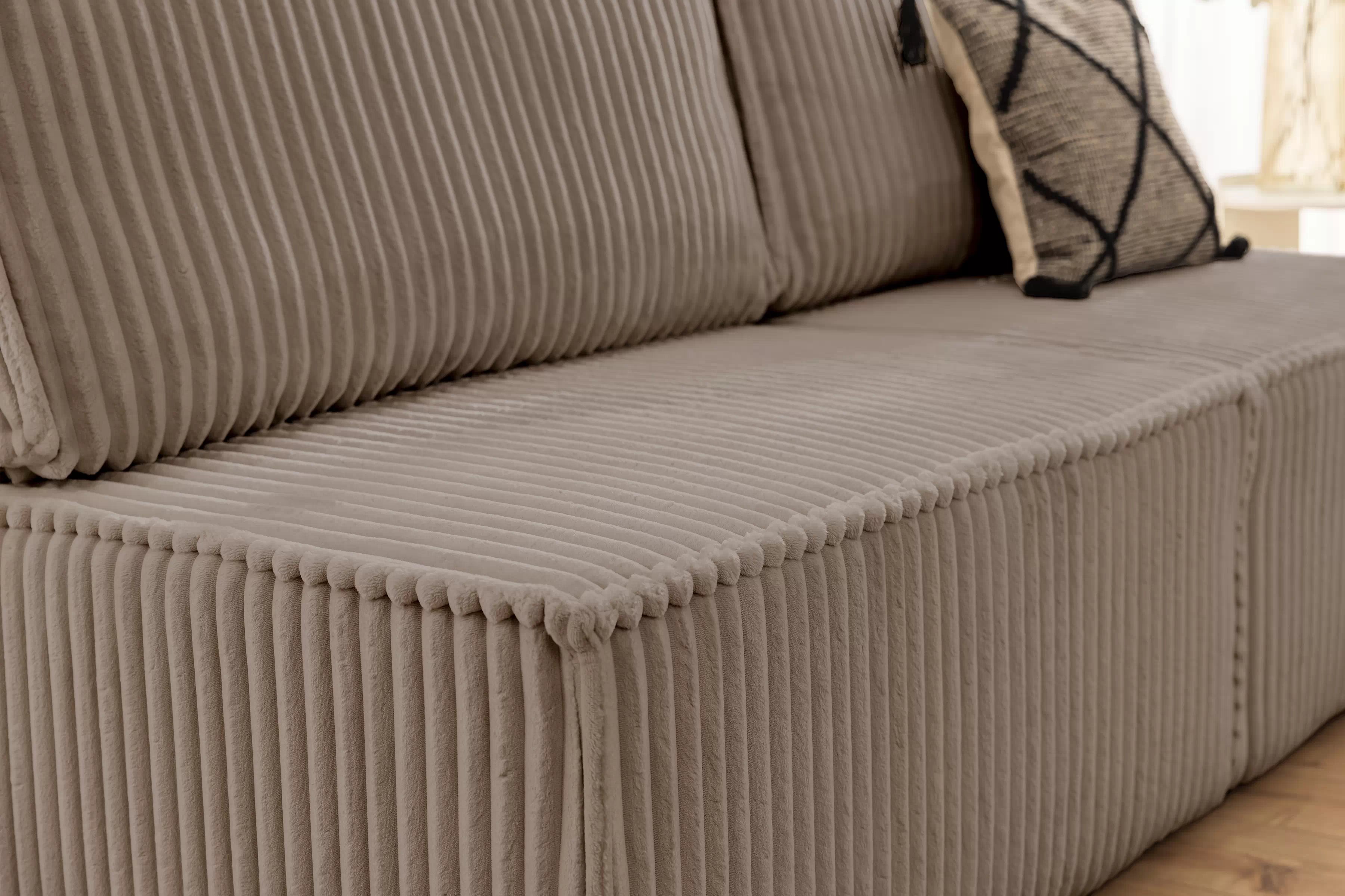 Rozkládací pohovka Solvero - tmavě béžový plyš Tilia 17 Pohovka Solvero rozkládací - tmavý béžová plusz Tilia 17