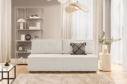 Pohovka Solvero s rozkladem na spaní - světle béžový plyš Tilia 01 Pohovka Solvero rozkládací - světlý béžová plusz Tilia 01