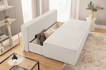 Pohovka Solvero s rozkladem na spaní - světle béžový plyš Tilia 01 Pohovka Solvero rozkládací - světlý béžová plusz Tilia 01