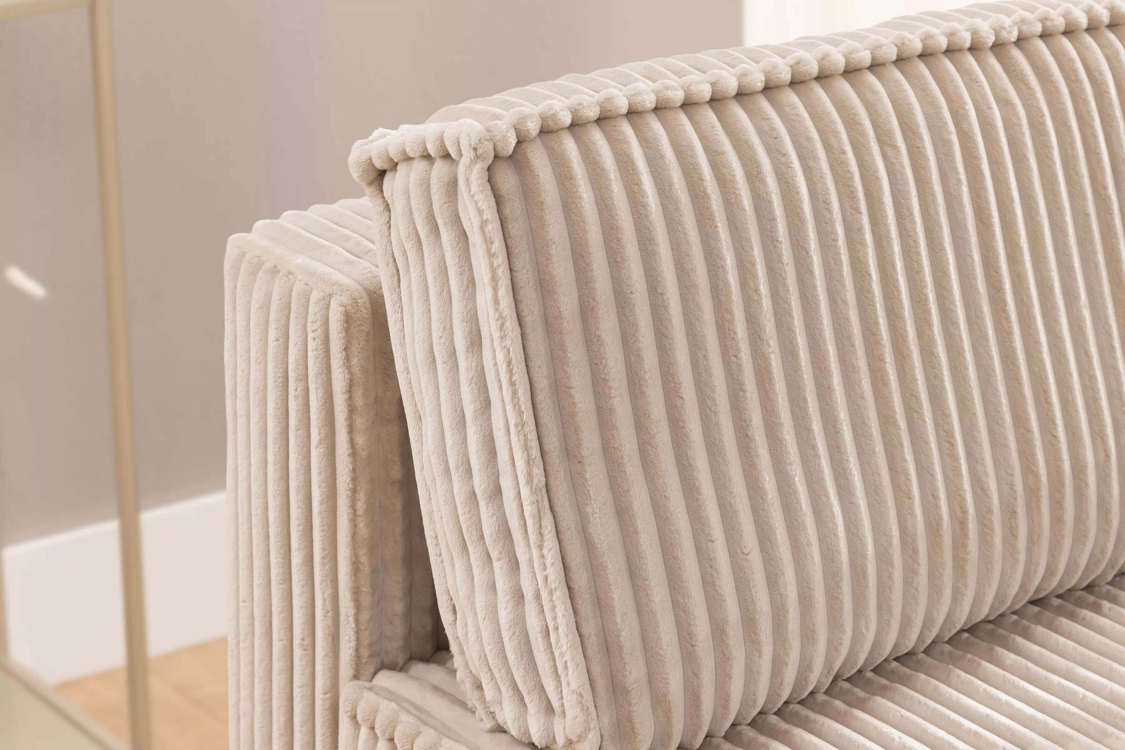 Pohovka Solvero s rozkladom na spanie - svetlý béžový plyš Tilia 01 Pohovka Solvero s funkciou spánku - Krémový plusz Tilia 01