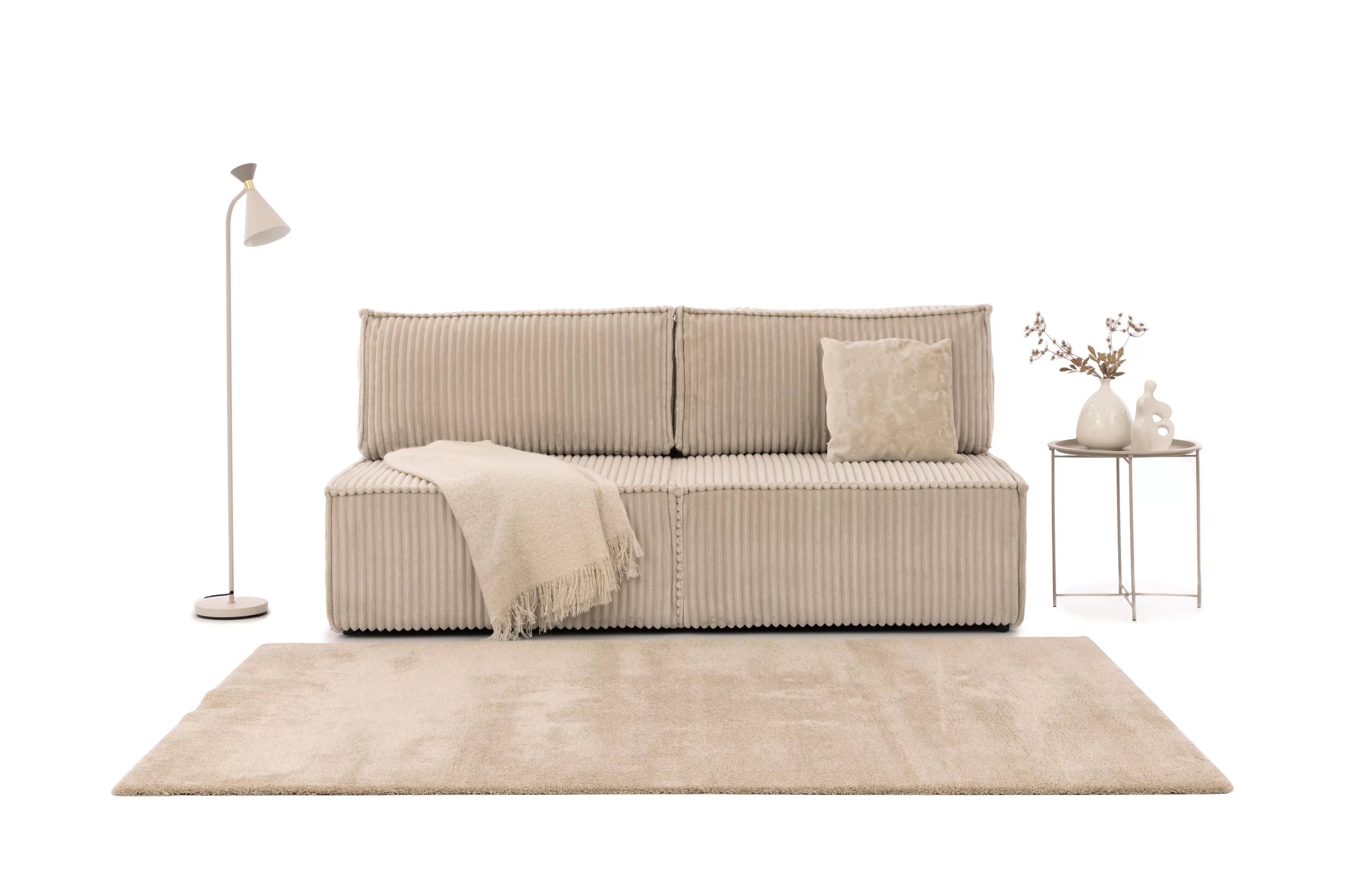 Pohovka Solvero s rozkladom na spanie - svetlý béžový plyš Tilia 01 Pohovka Solvero s funkciou spánku - Krémový plusz Tilia 01