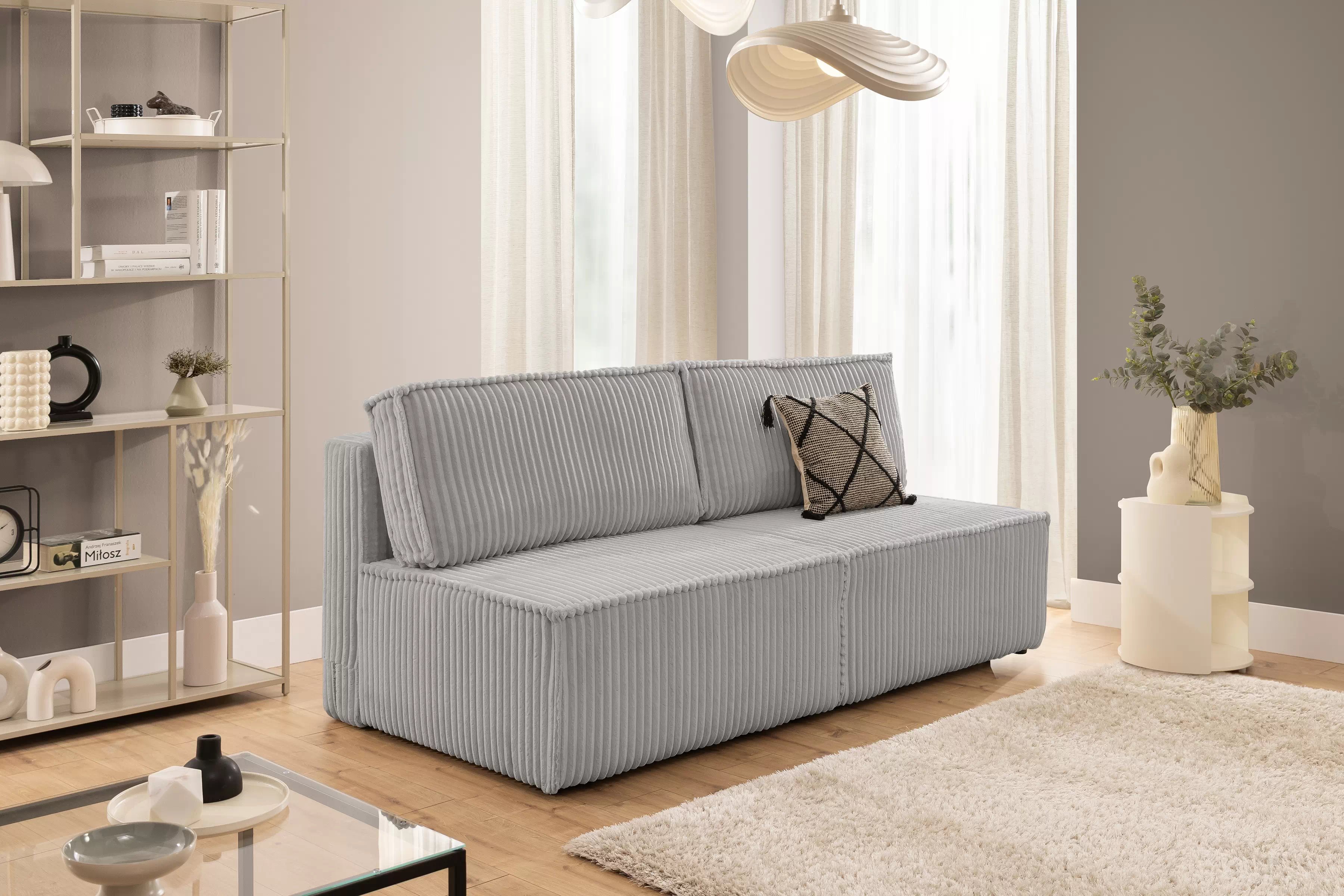 Rozkládací pohovka Solvero - šedý plyš Tilia 86 Pohovka Solvero rozkládací - šedá plusz Tilia 86