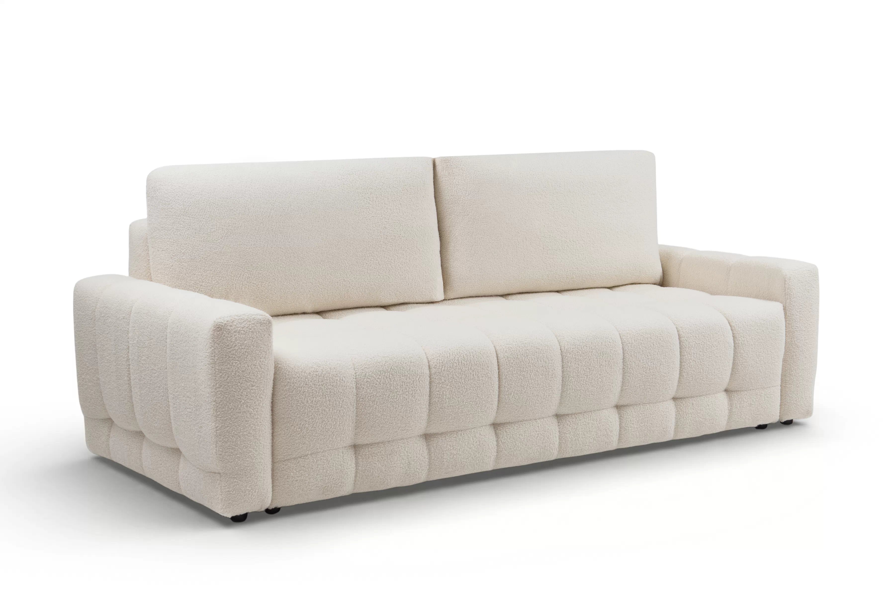 Rozkládací pohovka Sorenio - světlý béžový buklé Quelle 02 Pohovka Sorenio rozkládací  - světlý béžová bukla Quelle 02