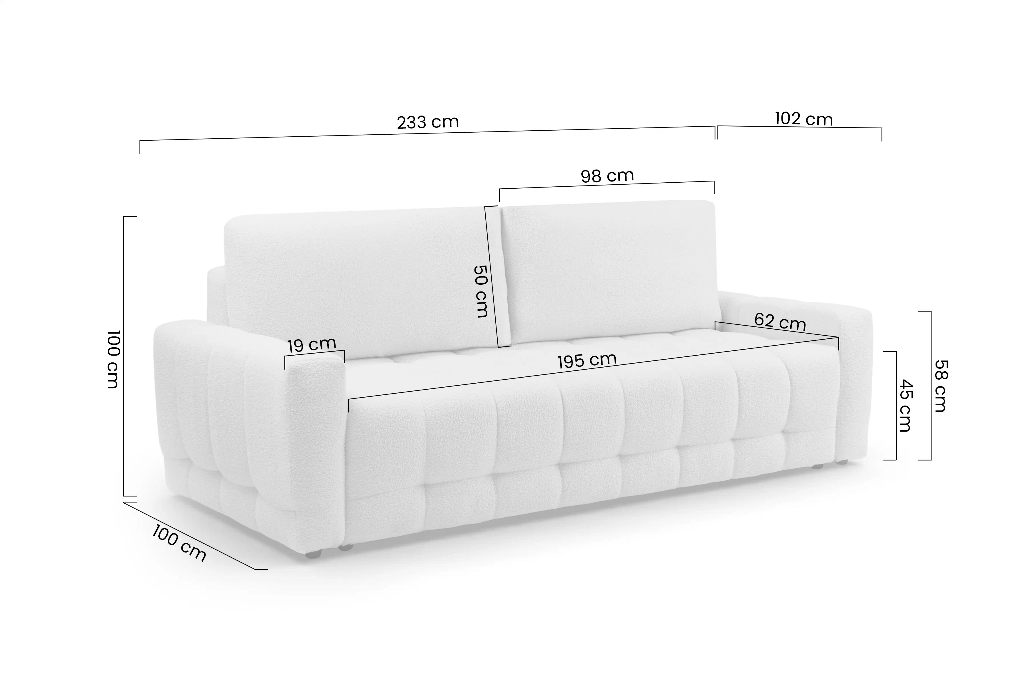 Rozkládací pohovka Sorenio - světlý béžový buklé Quelle 02 Pohovka Sorenio rozkládací  - světlý béžová bukla Quelle 02