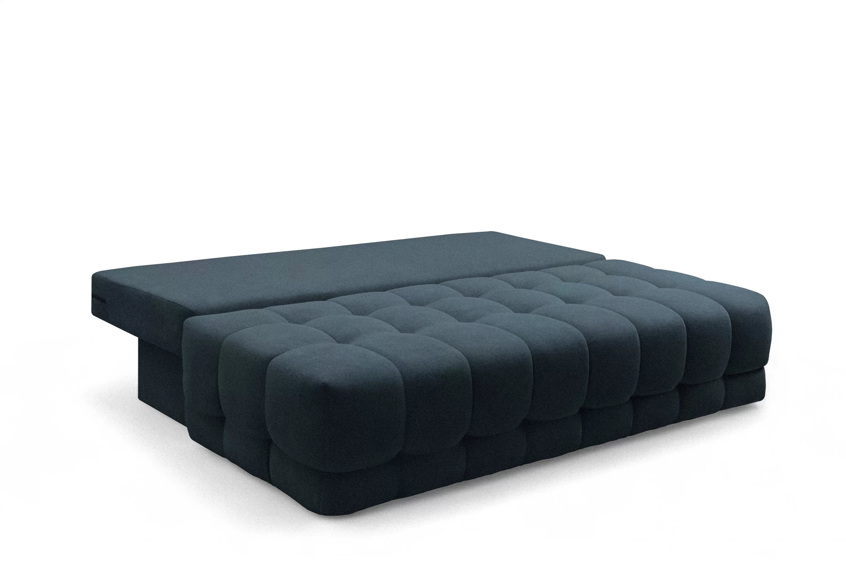 Rozkladacia pohovka Tuko s úložným priestorom – tmavomodrá pletenina Freya 210-28 Pohovka Tuko rozkladana S vnútorným úložným priestorom- námornícka modrá dzianina Freya 210-28