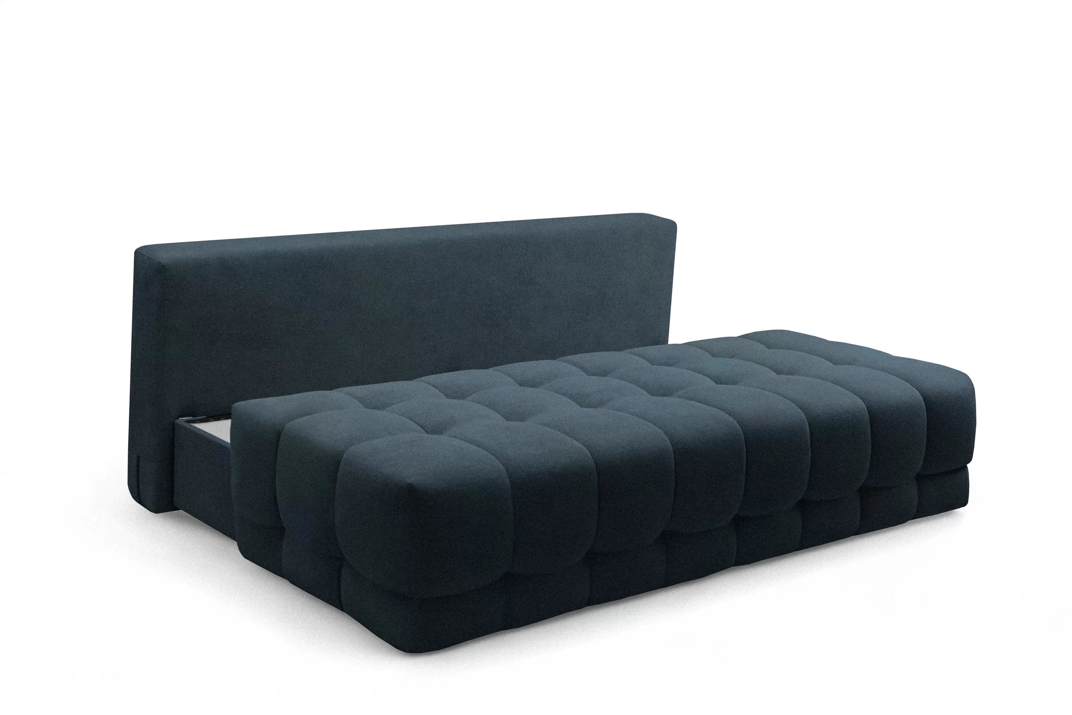 Rozkladacia pohovka Tuko s úložným priestorom – tmavomodrá pletenina Freya 210-28 Pohovka Tuko rozkladana S vnútorným úložným priestorom- námornícka modrá dzianina Freya 210-28