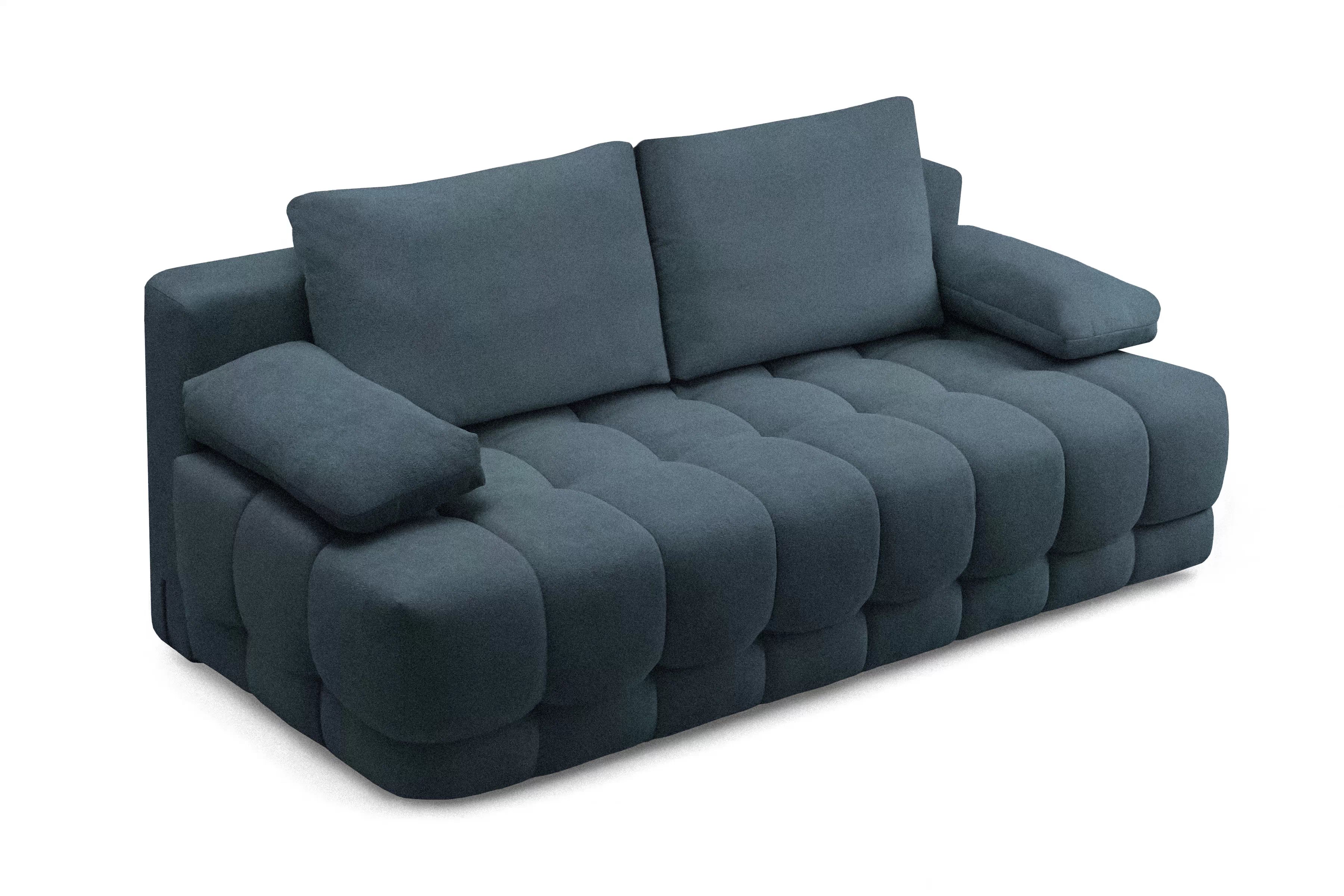 Rozkladacia pohovka Tuko s úložným priestorom – tmavomodrá pletenina Freya 210-28 Pohovka Tuko rozkladana S vnútorným úložným priestorom- námornícka modrá dzianina Freya 210-28