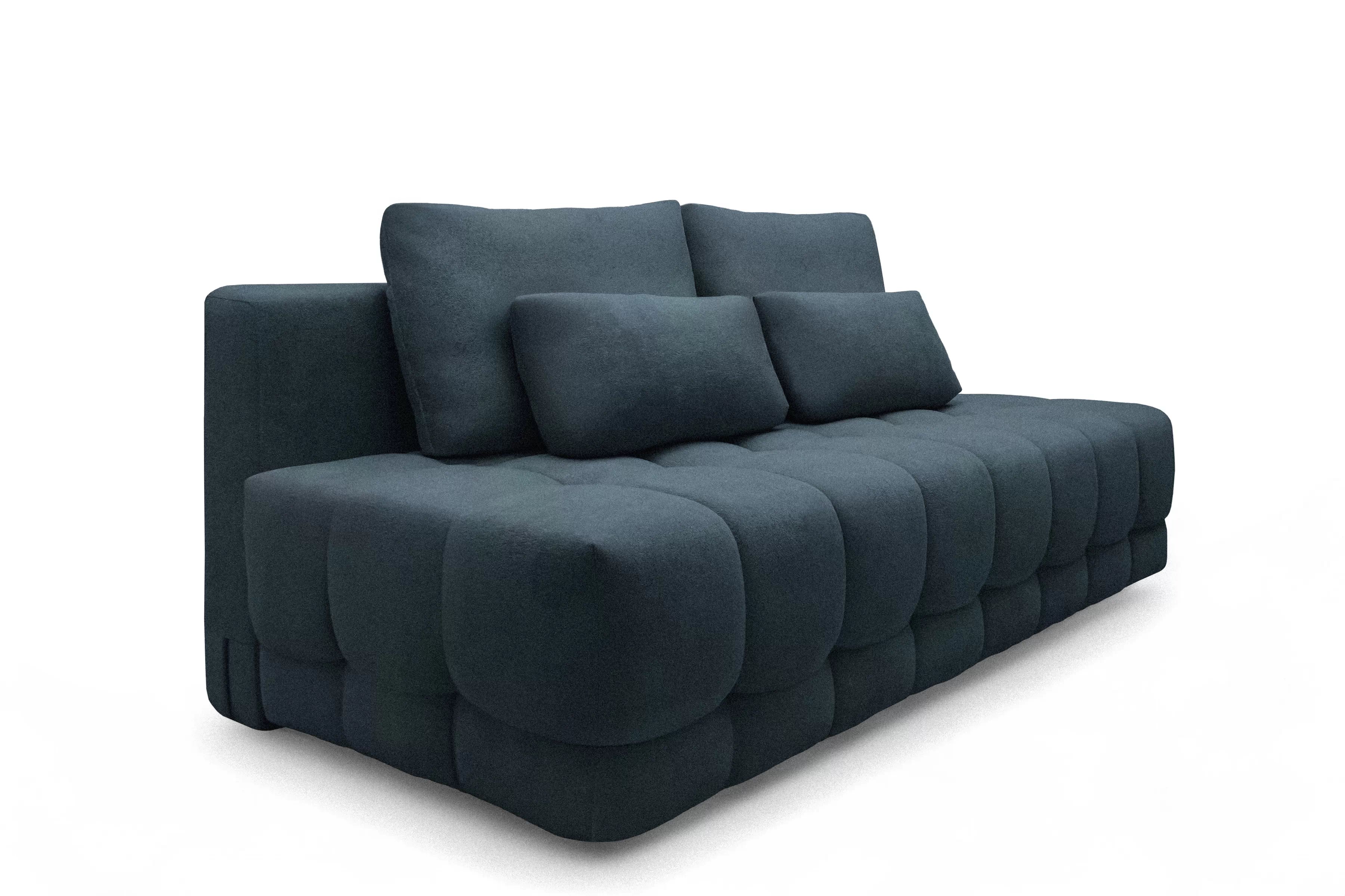 Rozkladacia pohovka Tuko s úložným priestorom – tmavomodrá pletenina Freya 210-28 Pohovka Tuko rozkladana S vnútorným úložným priestorom- námornícka modrá dzianina Freya 210-28