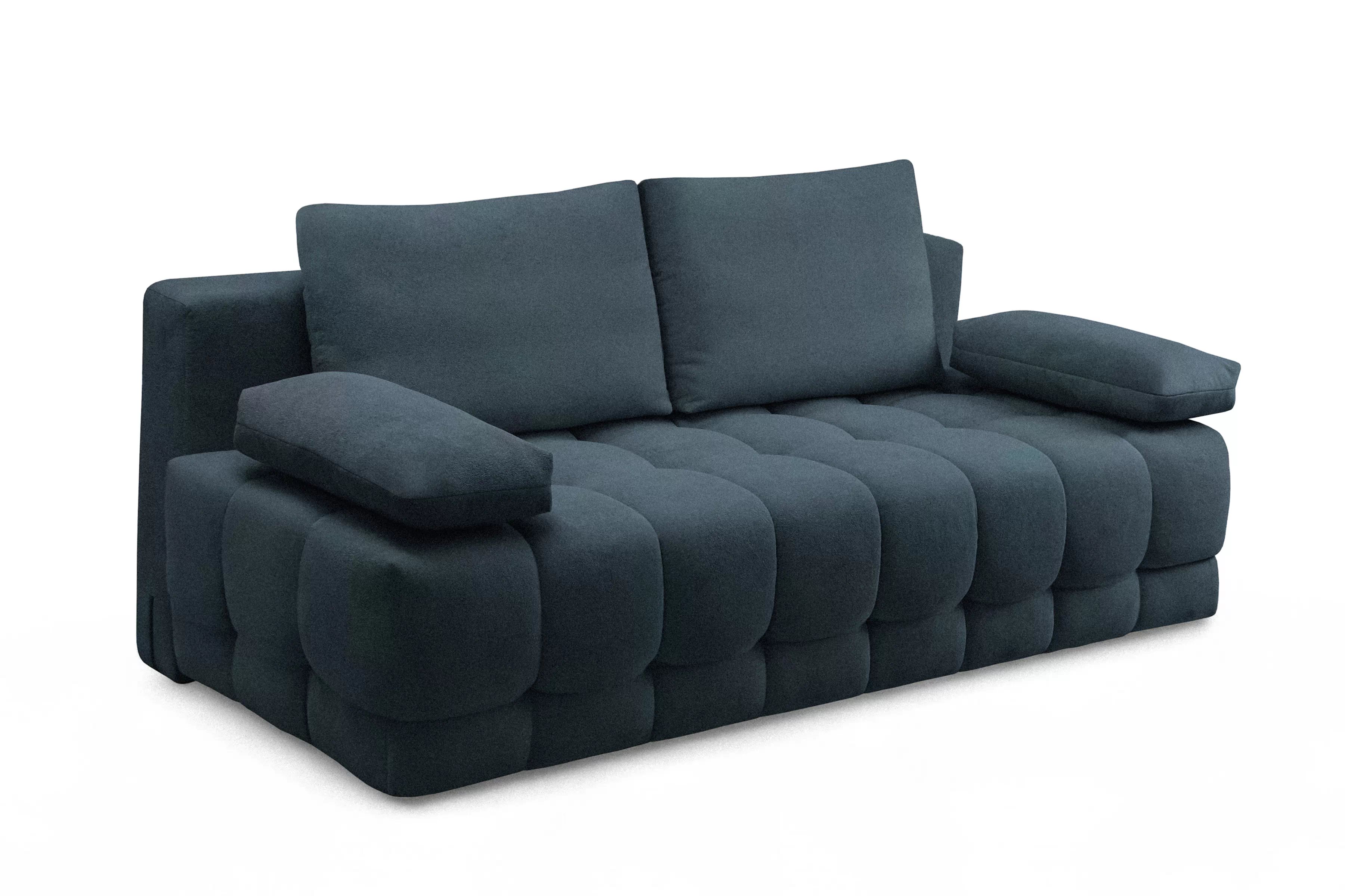 Rozkladacia pohovka Tuko s úložným priestorom – tmavomodrá pletenina Freya 210-28 Pohovka Tuko rozkladana S vnútorným úložným priestorom- námornícka modrá dzianina Freya 210-28