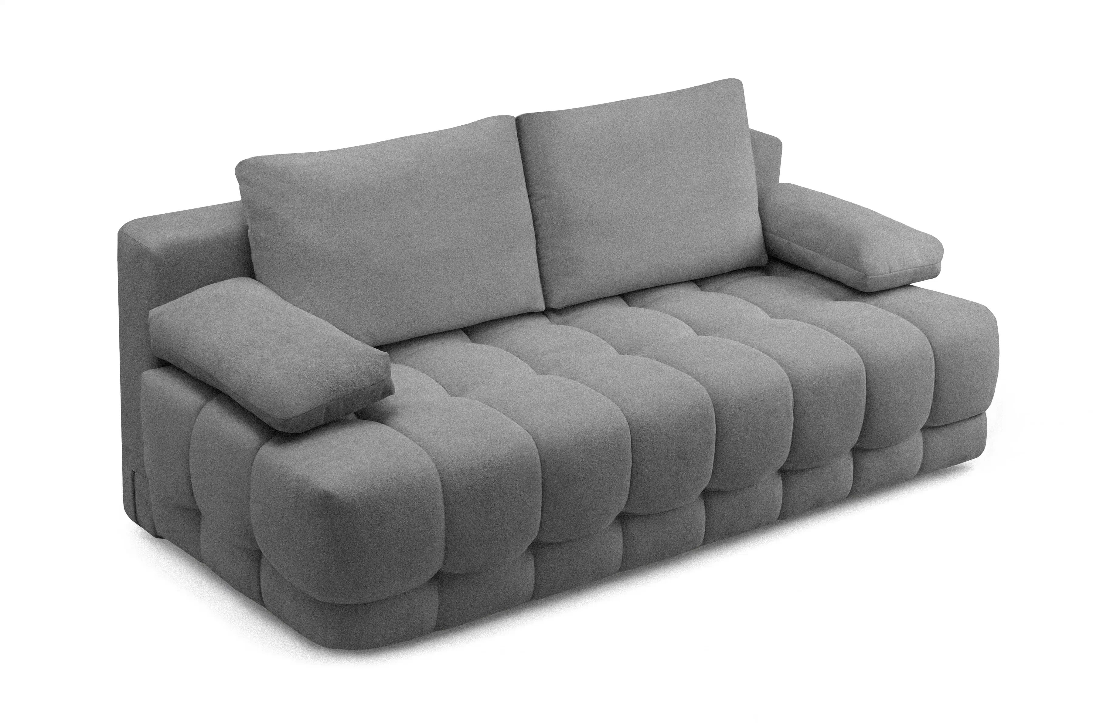 Rozkládací pohovka Tuko s úložným prostorem - šedá látka Freya 210-21 Pohovka Tuko rozkladana s úložným prostorem- šedá boucle Freya 210.21