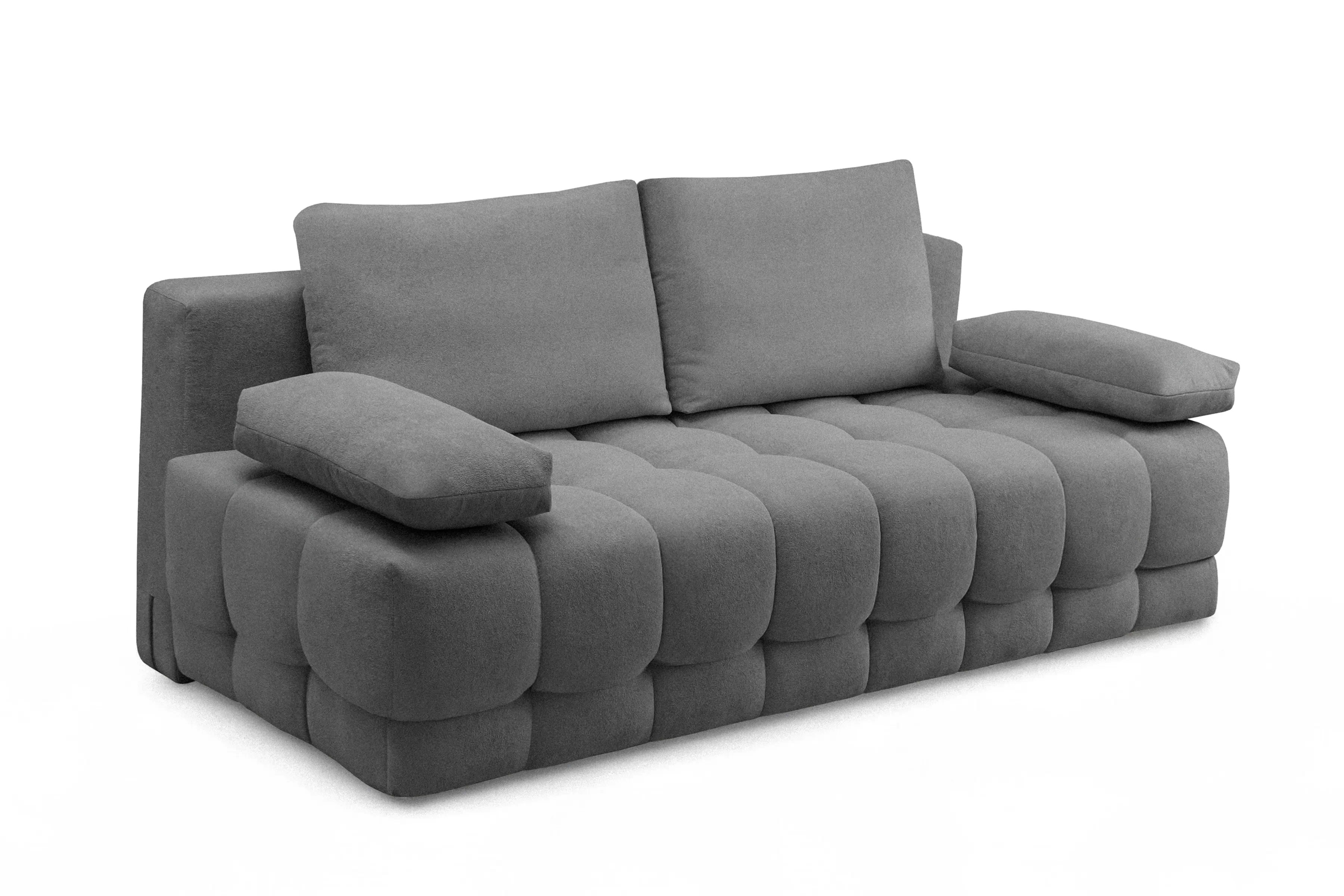 Rozkládací pohovka Tuko s úložným prostorem - šedá látka Freya 210-21 Pohovka Tuko rozkladana s úložným prostorem- šedá boucle Freya 210.21