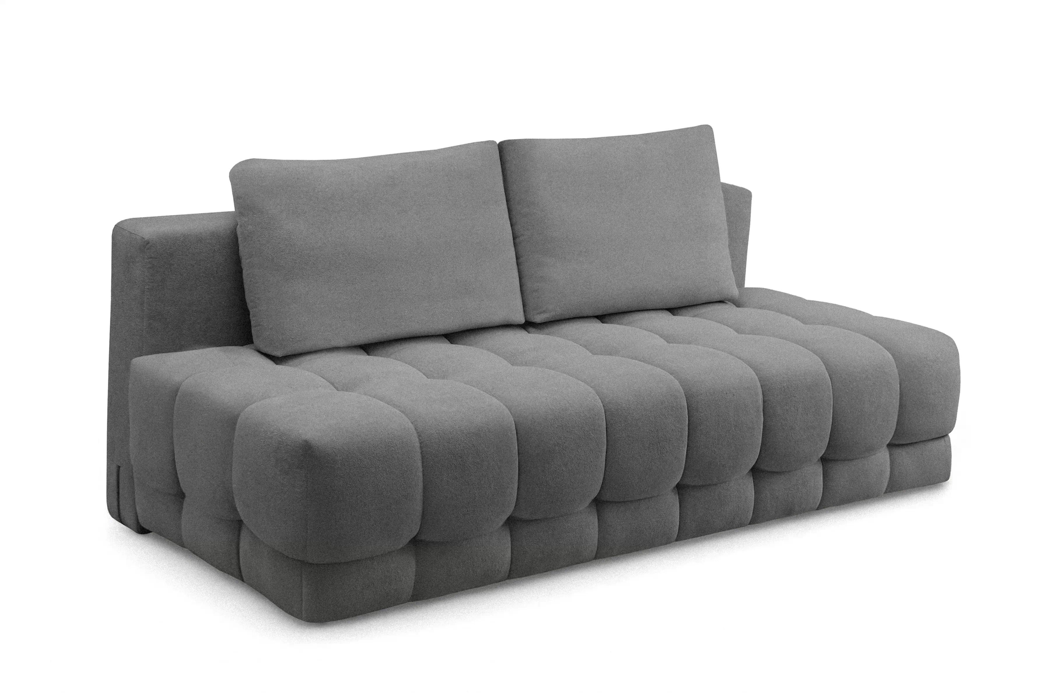 Rozkládací pohovka Tuko s úložným prostorem - šedá látka Freya 210-21 Pohovka Tuko rozkladana s úložným prostorem- šedá boucle Freya 210.21