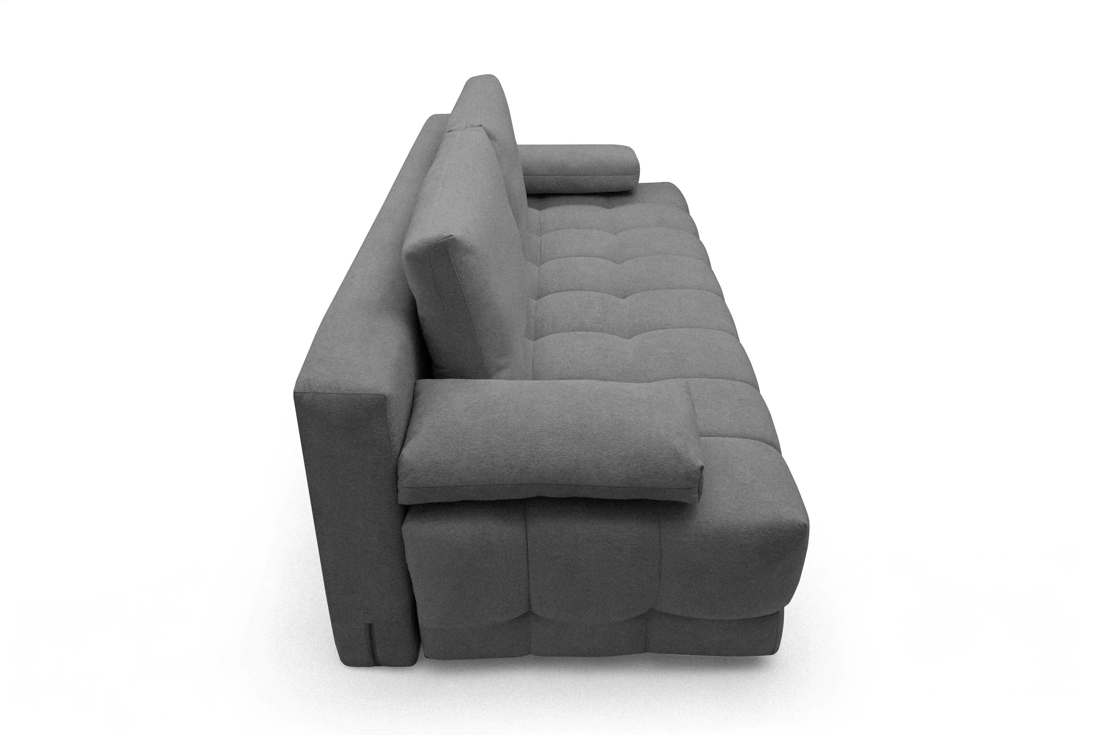 Rozkládací pohovka Tuko s úložným prostorem - šedá látka Freya 210-21 Pohovka Tuko rozkladana s úložným prostorem- šedá boucle Freya 210.21