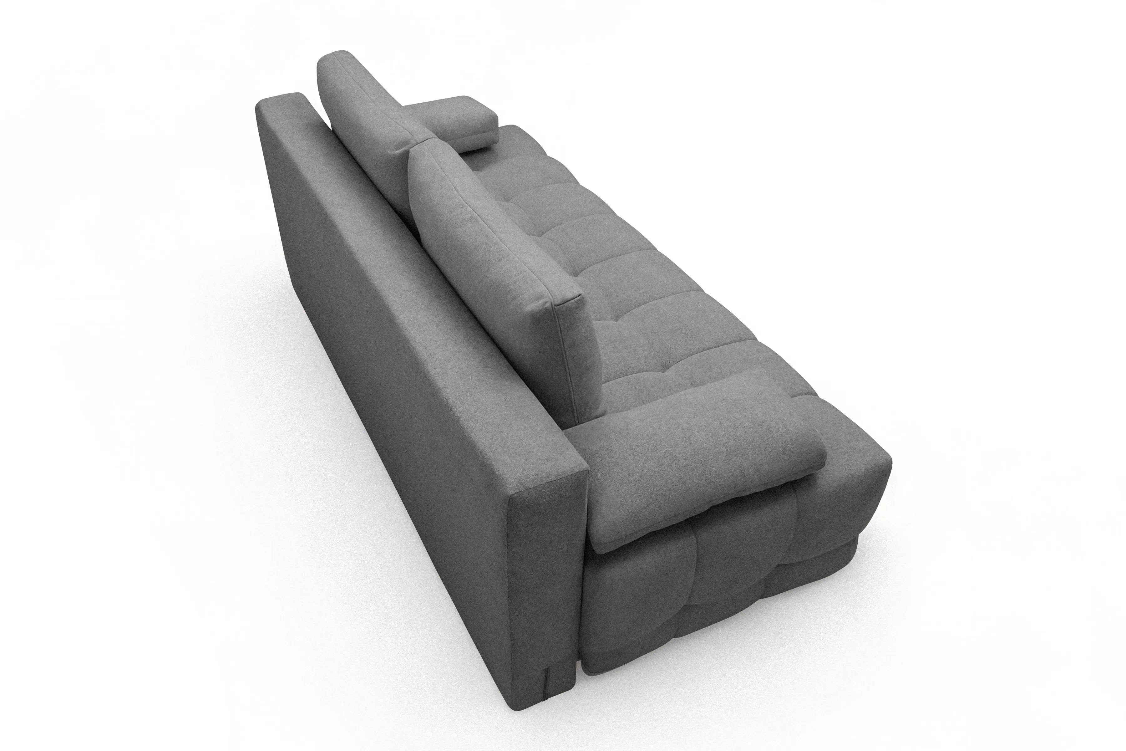 Rozkládací pohovka Tuko s úložným prostorem - šedá látka Freya 210-21 Pohovka Tuko rozkladana s úložným prostorem- šedá boucle Freya 210.21