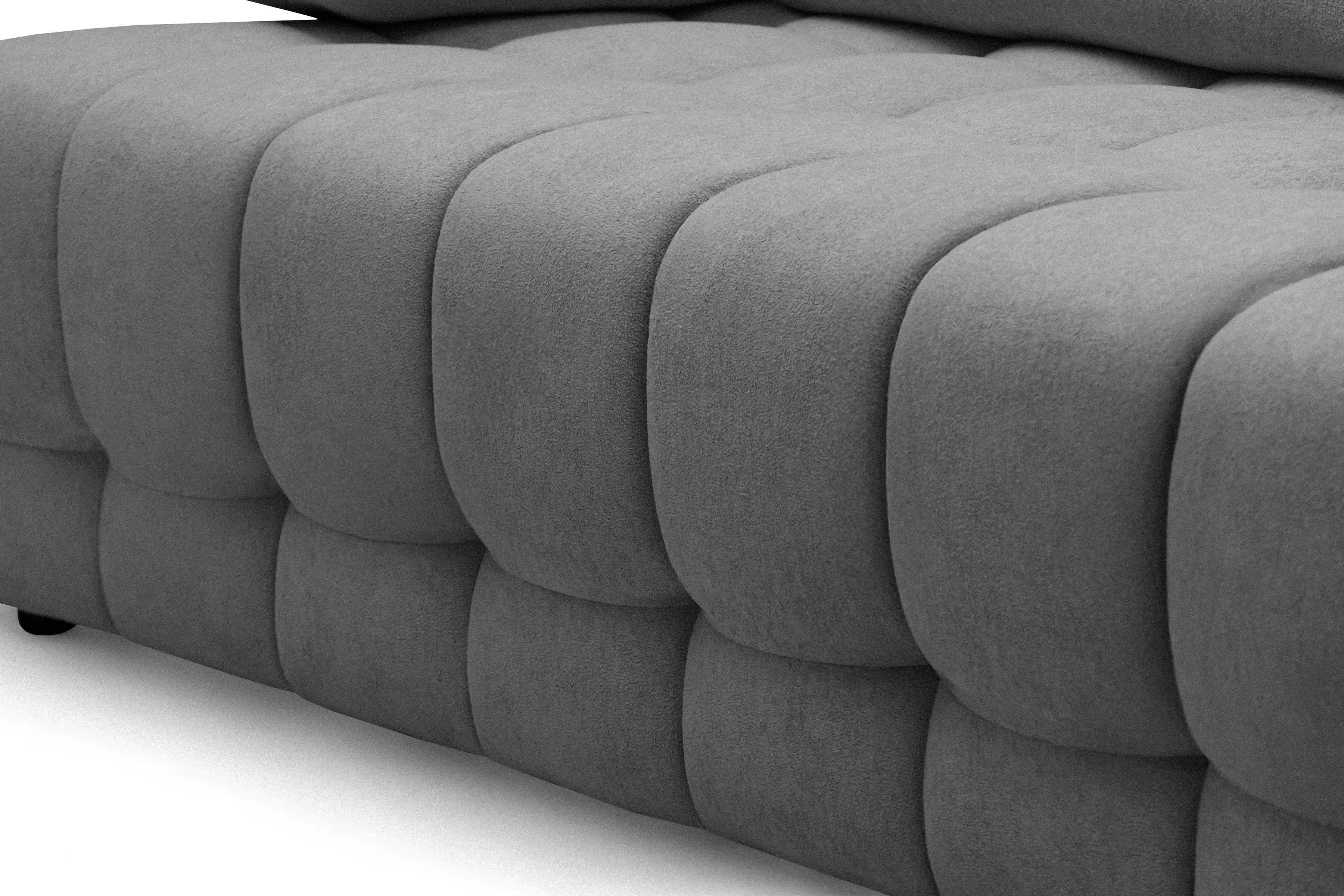 Rozkládací pohovka Tuko s úložným prostorem - šedá látka Freya 210-21 Pohovka Tuko rozkladana s úložným prostorem- šedá boucle Freya 210.21