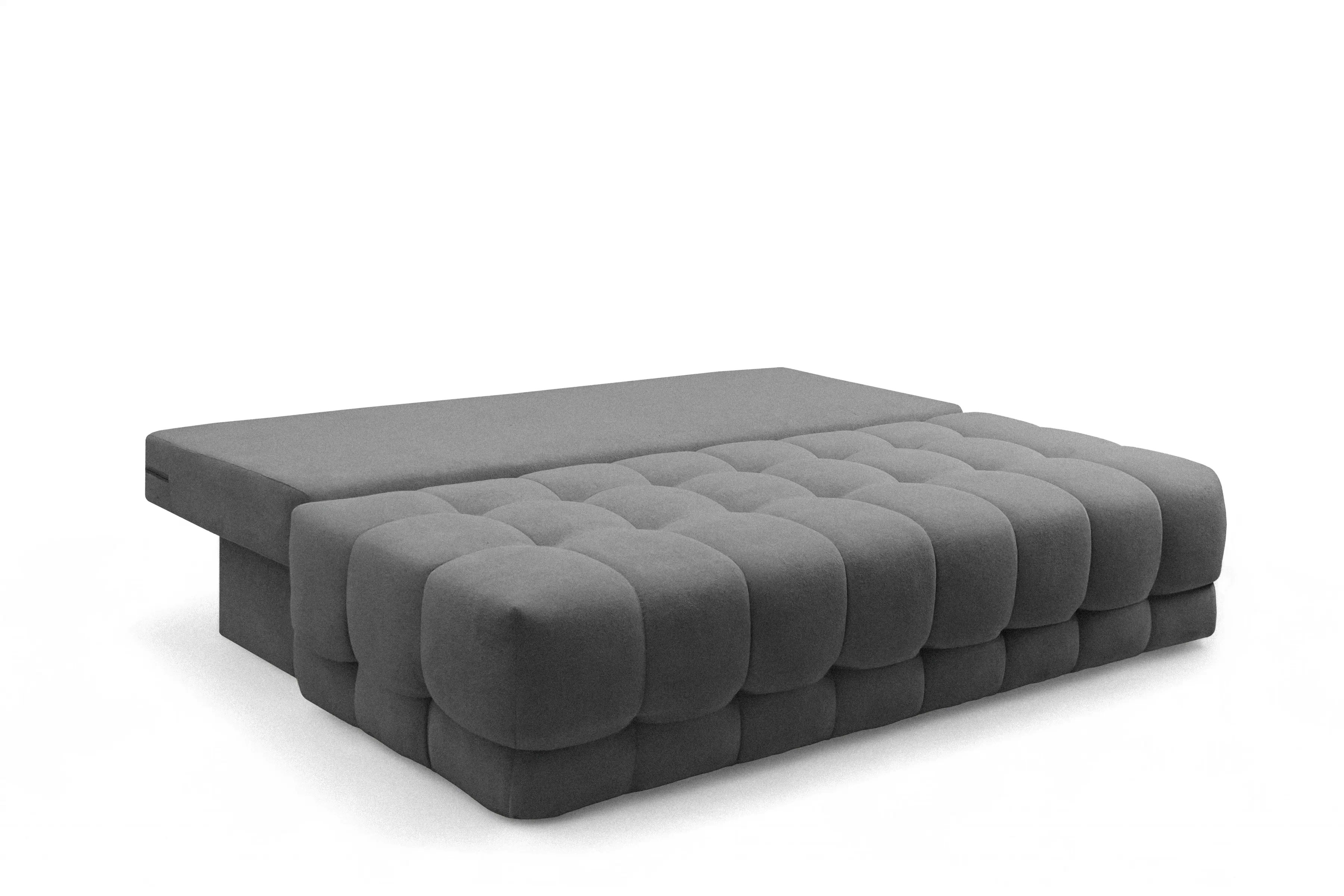 Rozkládací pohovka Tuko s úložným prostorem - šedá látka Freya 210-21 Pohovka Tuko rozkladana s úložným prostorem- šedá boucle Freya 210.21