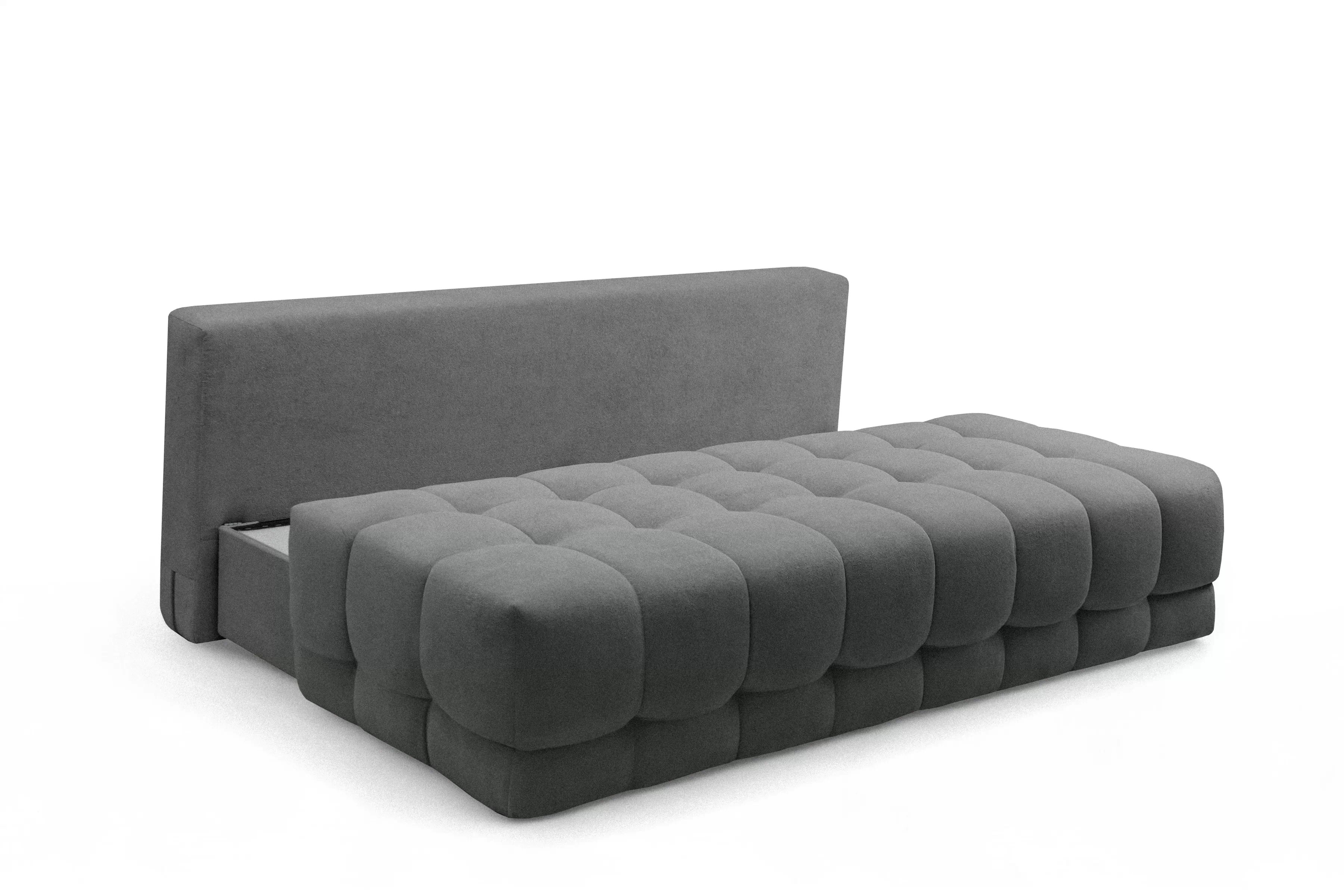 Rozkládací pohovka Tuko s úložným prostorem - šedá látka Freya 210-21 Pohovka Tuko rozkladana s úložným prostorem- šedá boucle Freya 210.21