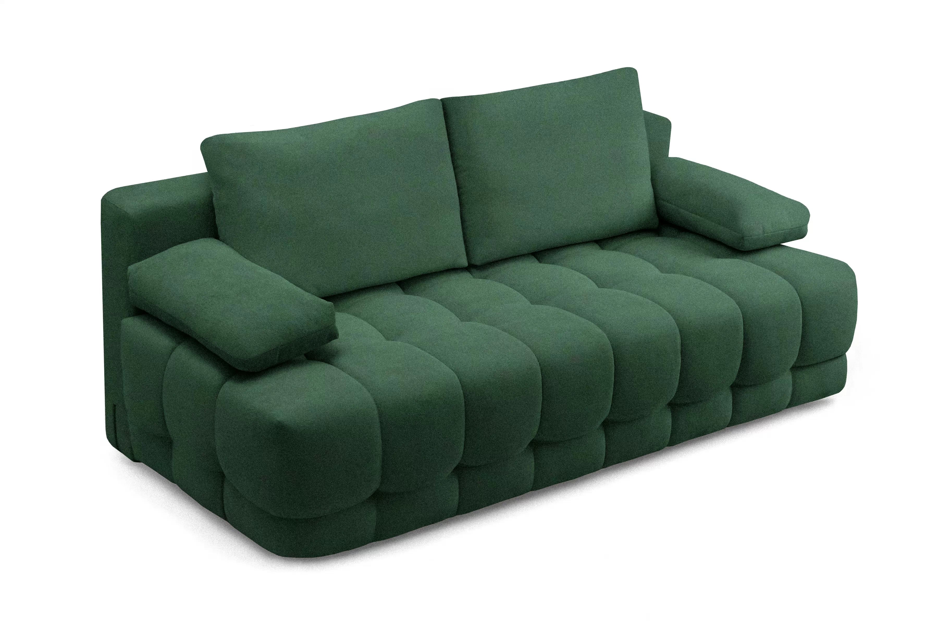 Rozkládací pohovka Tuko s úložným prostorem - zelená Freya 210-09 Pohovka Tuko rozkladana s úložným prostorem- zielona boucle Freya 210-09