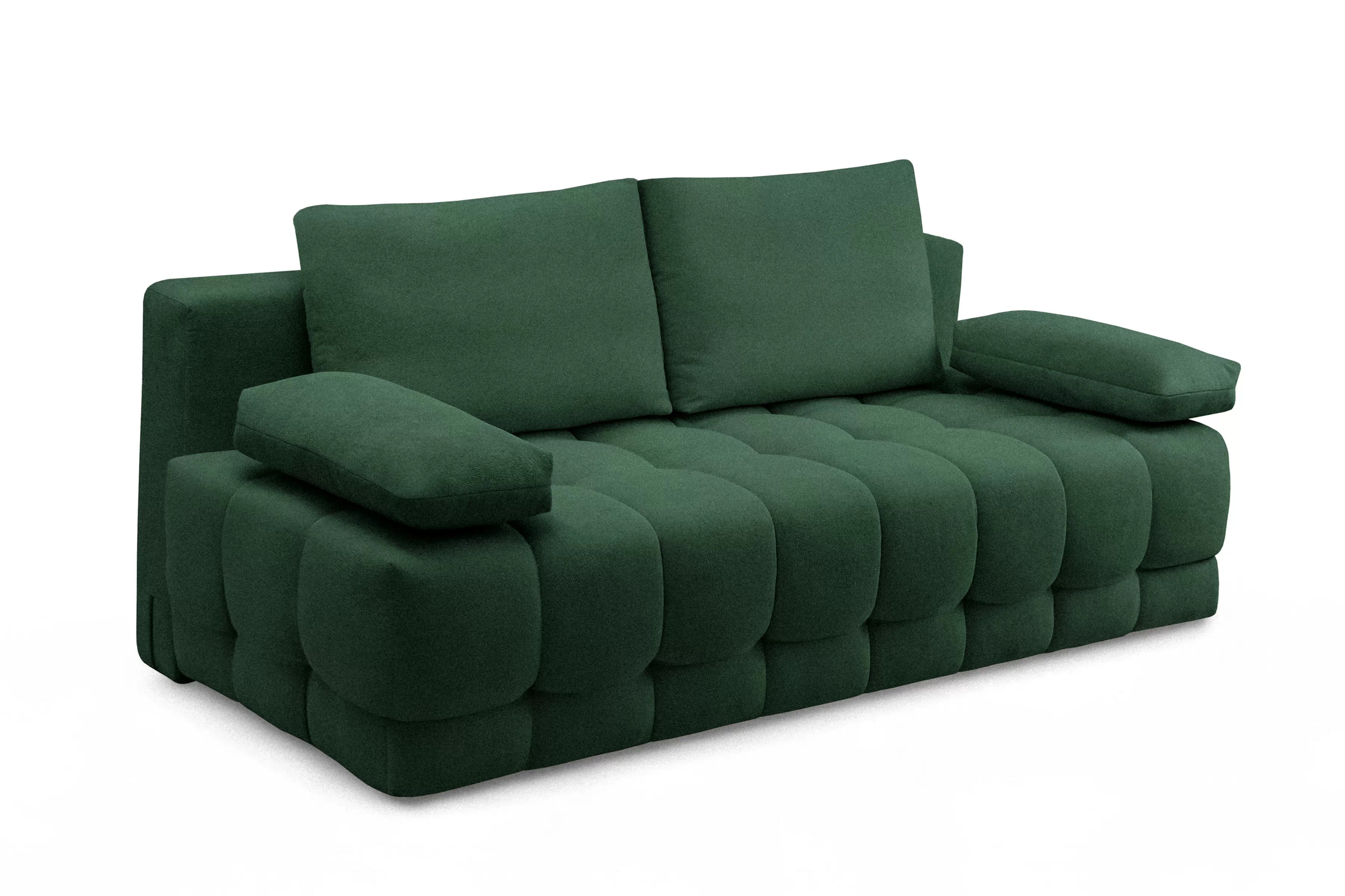 Rozkládací pohovka Tuko s úložným prostorem - zelená Freya 210-09 Pohovka Tuko rozkladana s úložným prostorem- zielona boucle Freya 210-09