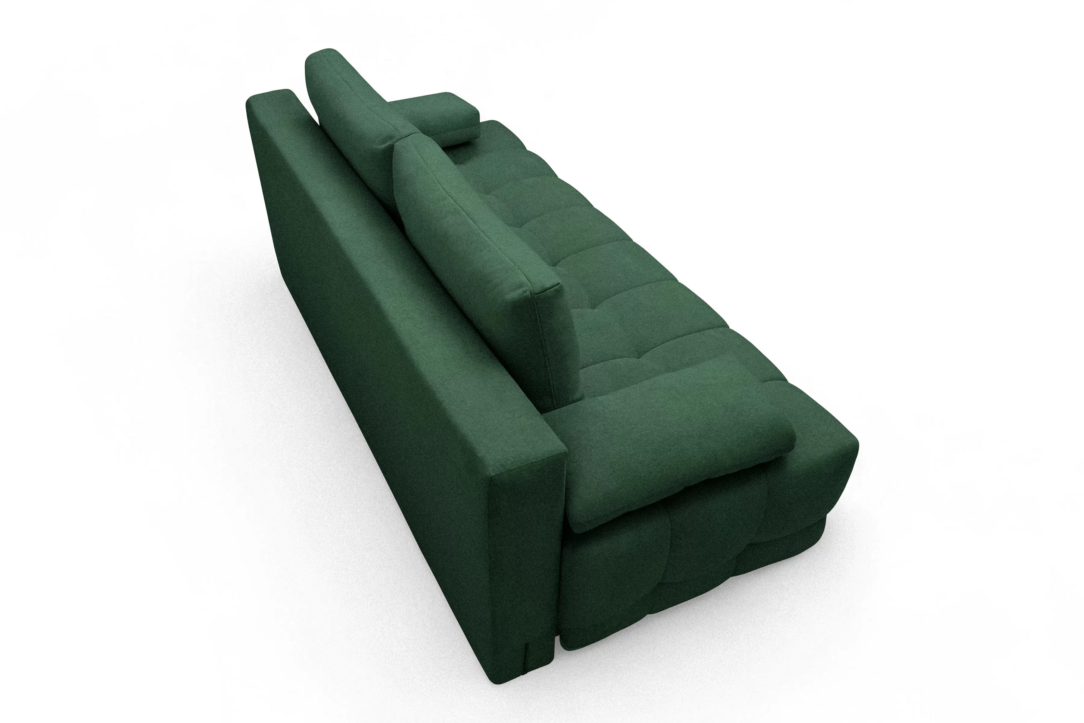 Rozkládací pohovka Tuko s úložným prostorem - zelená Freya 210-09 Pohovka Tuko rozkladana s úložným prostorem- zielona boucle Freya 210-09