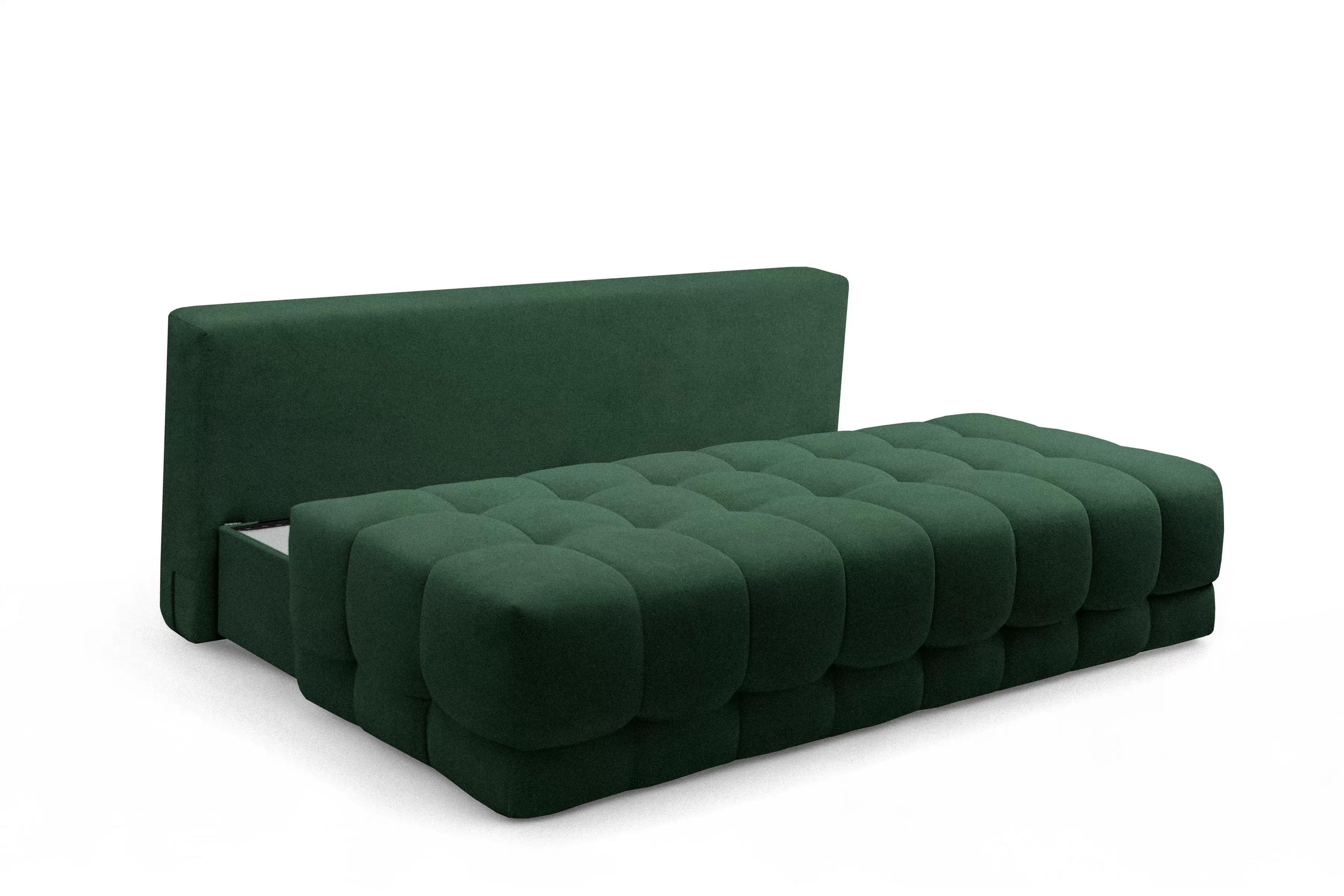 Rozkládací pohovka Tuko s úložným prostorem - zelená Freya 210-09 Pohovka Tuko rozkladana s úložným prostorem- zielona boucle Freya 210-09