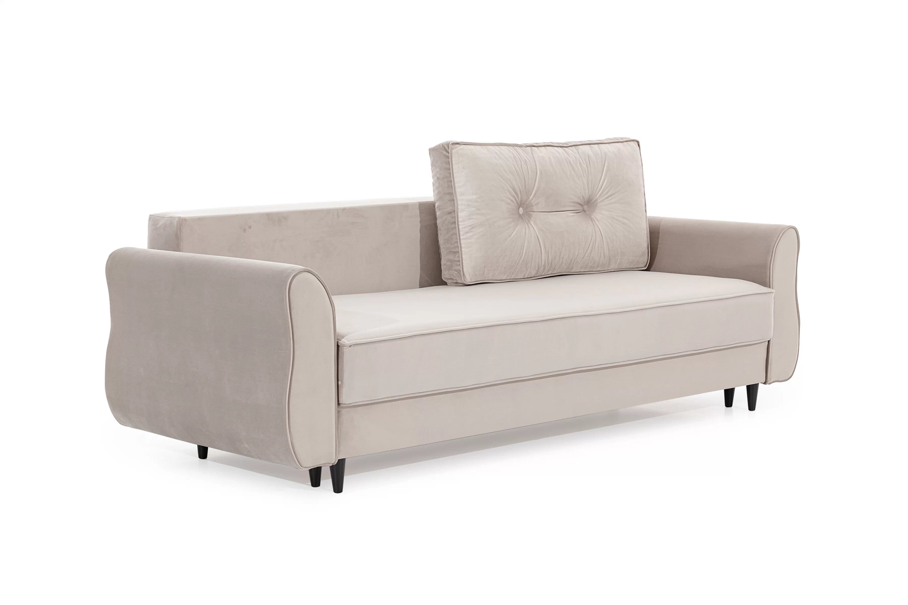 Rozkládací pohovka Carla - béžová Velluto 2 / černé nožky Pohovka rozkládací Carla - béžová samet Velluto 2 / Nohy černá 