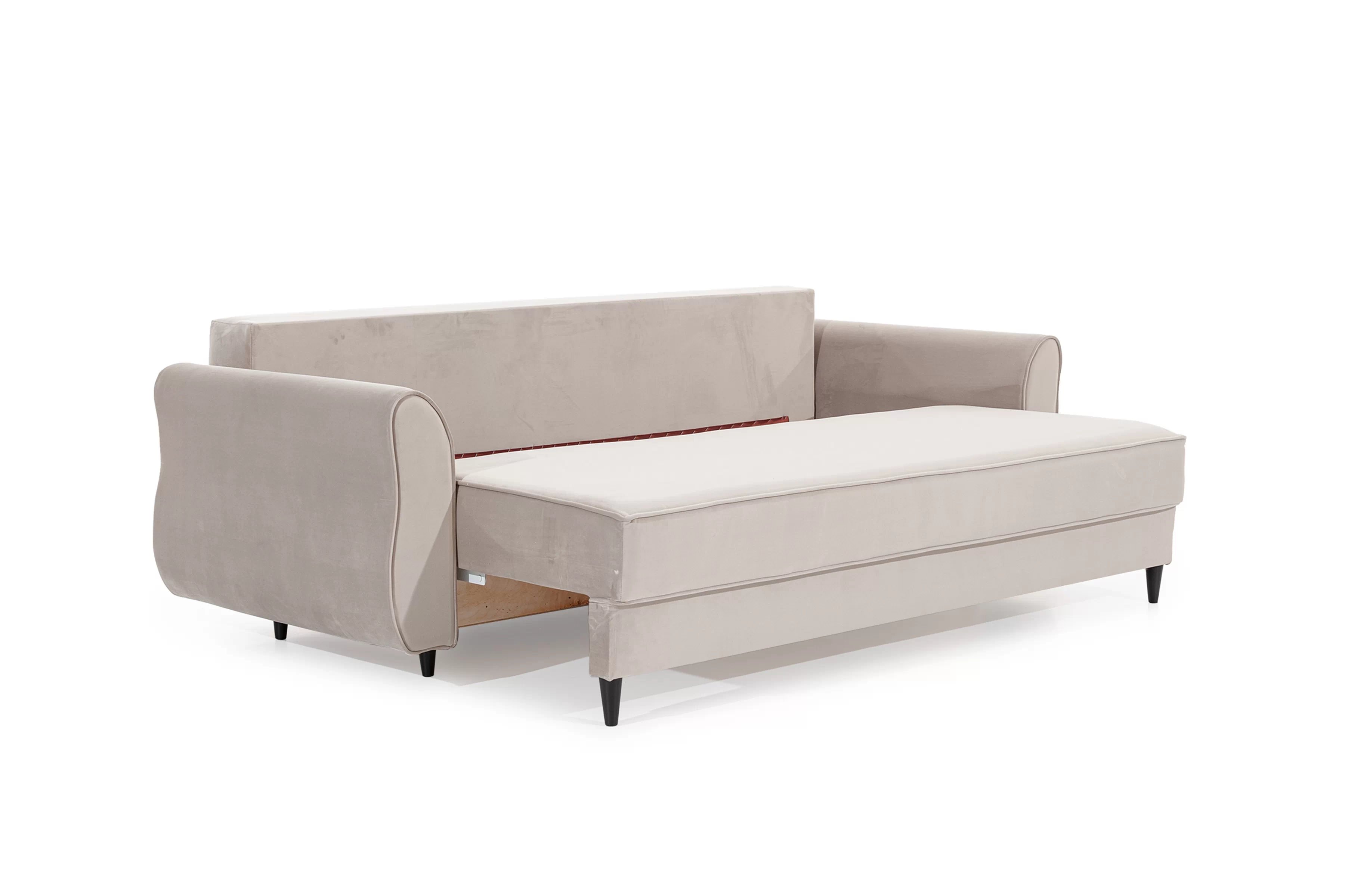 Rozkládací pohovka Carla - béžová Velluto 2 / černé nožky Pohovka rozkládací Carla - béžová samet Velluto 2 / Nohy černá 