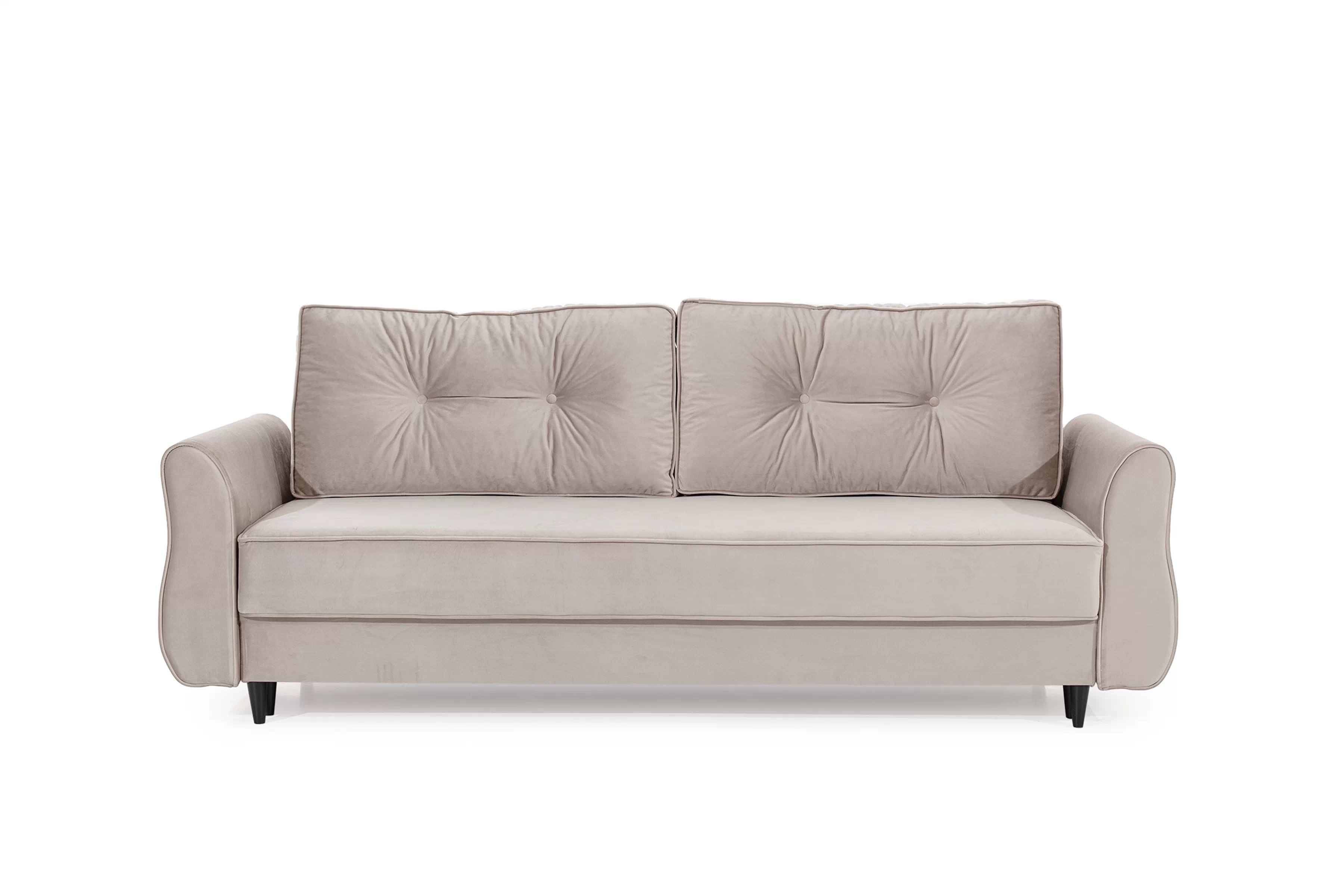 Rozkládací pohovka Carla - béžová Velluto 2 / černé nožky Pohovka rozkládací Carla - béžová samet Velluto 2 / Nohy černá 