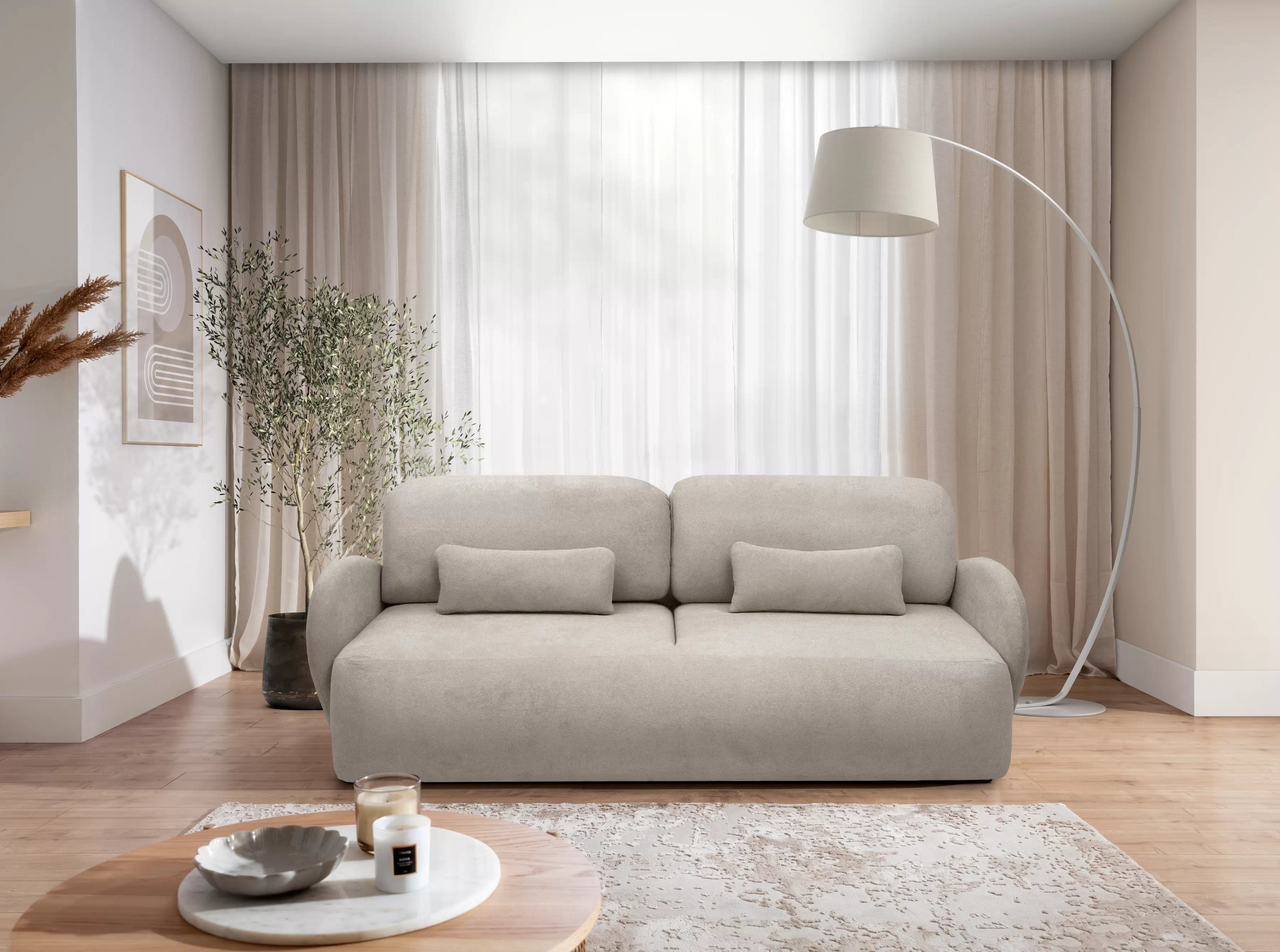 Rozkládací pohovka Dinel - béžová pletenina Freya 210.03 Pohovka rozkládací Dinel - béžová Pletenina Freya 210.03 - Limitowana oferta